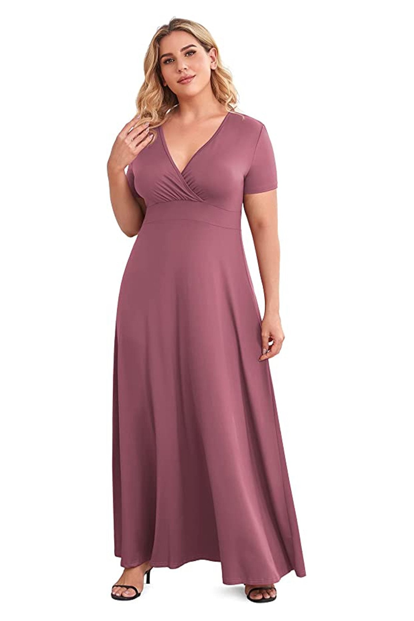 Women's Solid Formal Maxi Dress, Plus Size Gown - POSESHE