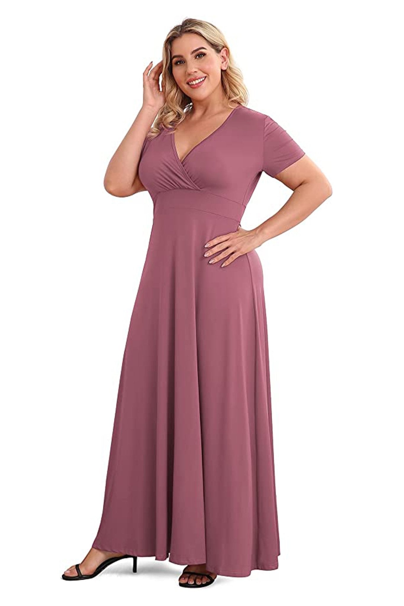 Women's Solid Formal Maxi Dress, Plus Size Gown - POSESHE