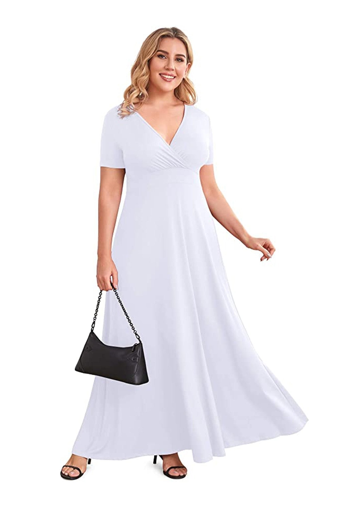 Women's Solid Formal Maxi Dress, Plus Size Gown - POSESHE