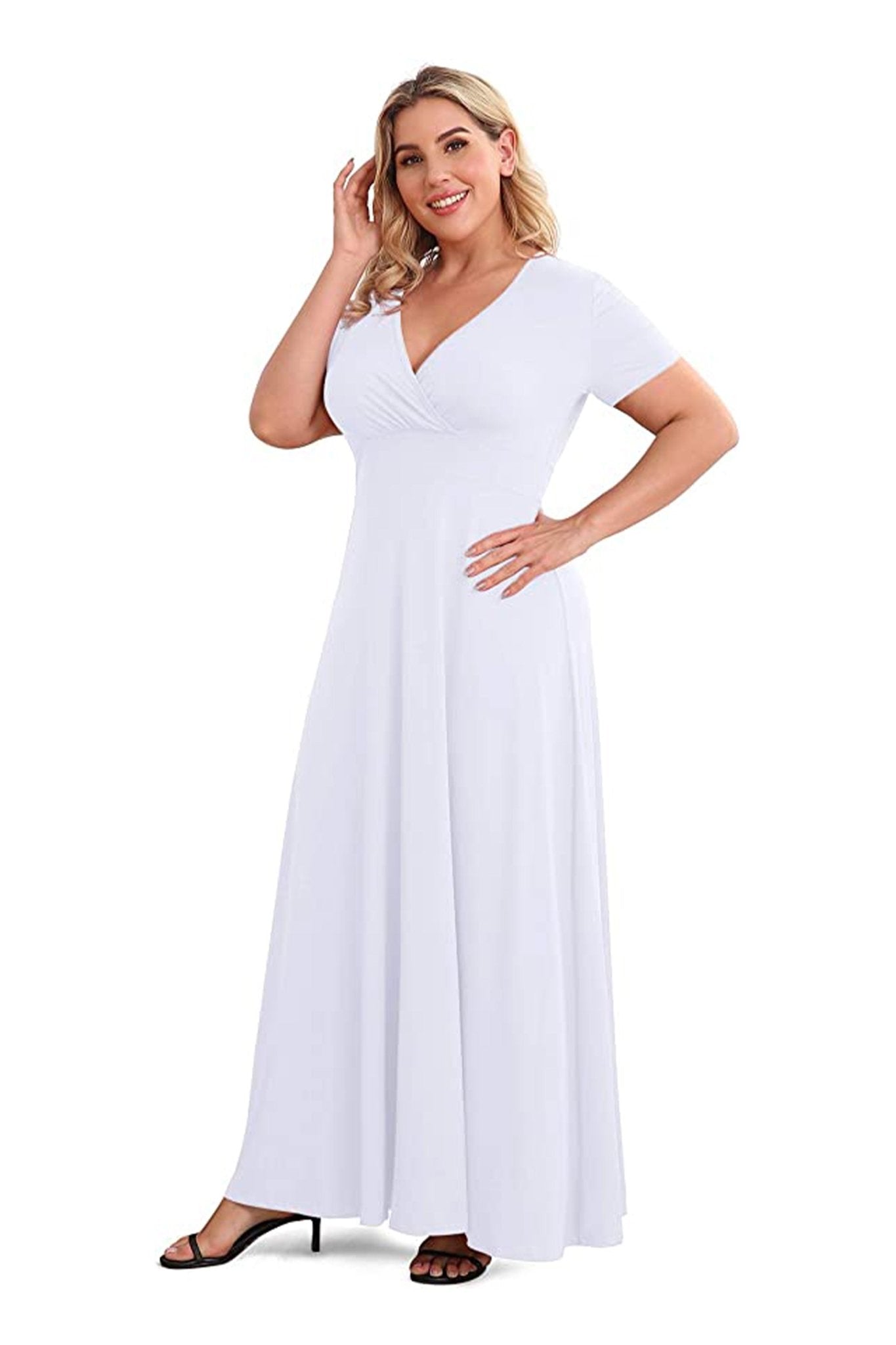 Women's Solid Formal Maxi Dress, Plus Size Gown - POSESHE
