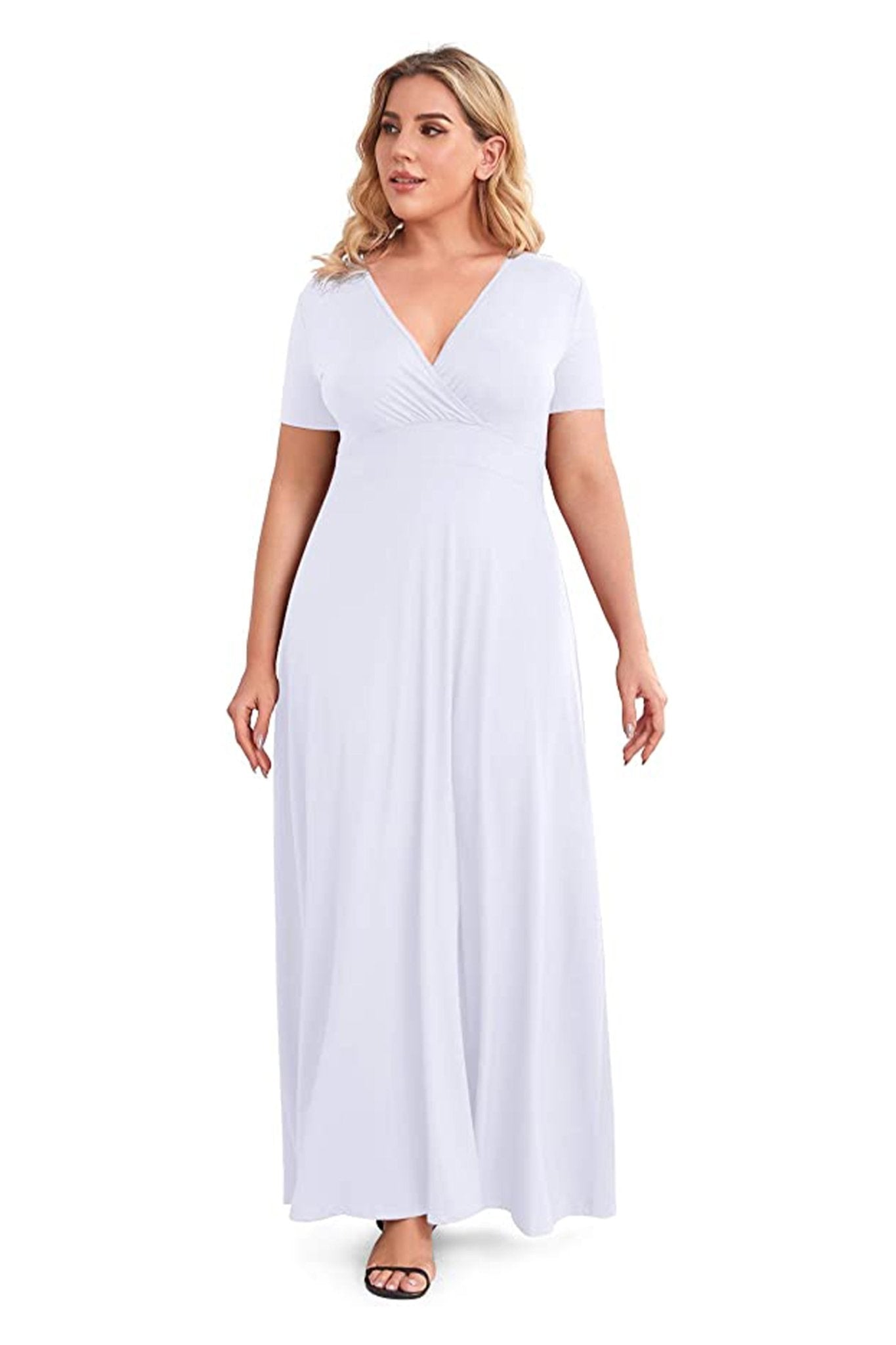 Women's Solid Formal Maxi Dress, Plus Size Gown - POSESHE