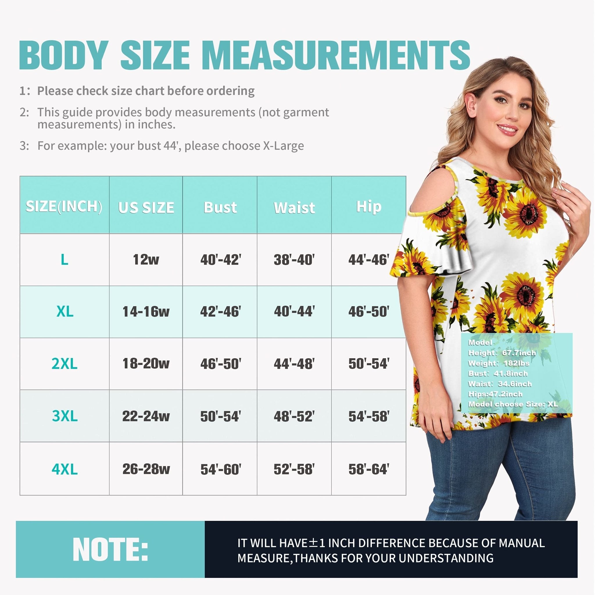 POSESHE Womens Plus Size Summer Tunic Tops - POSESHE