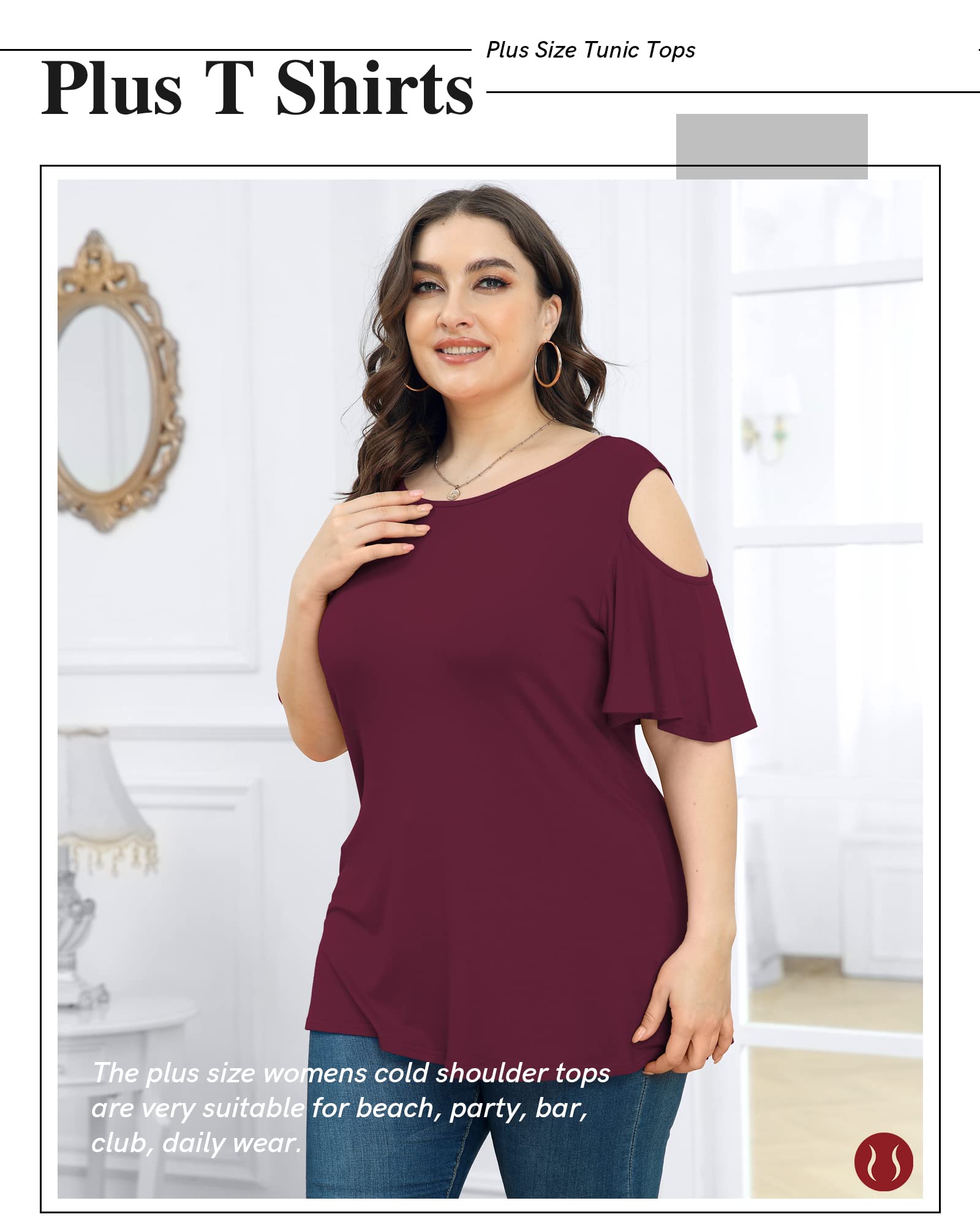POSESHE Womens Plus Size Summer Tunic Tops - POSESHE
