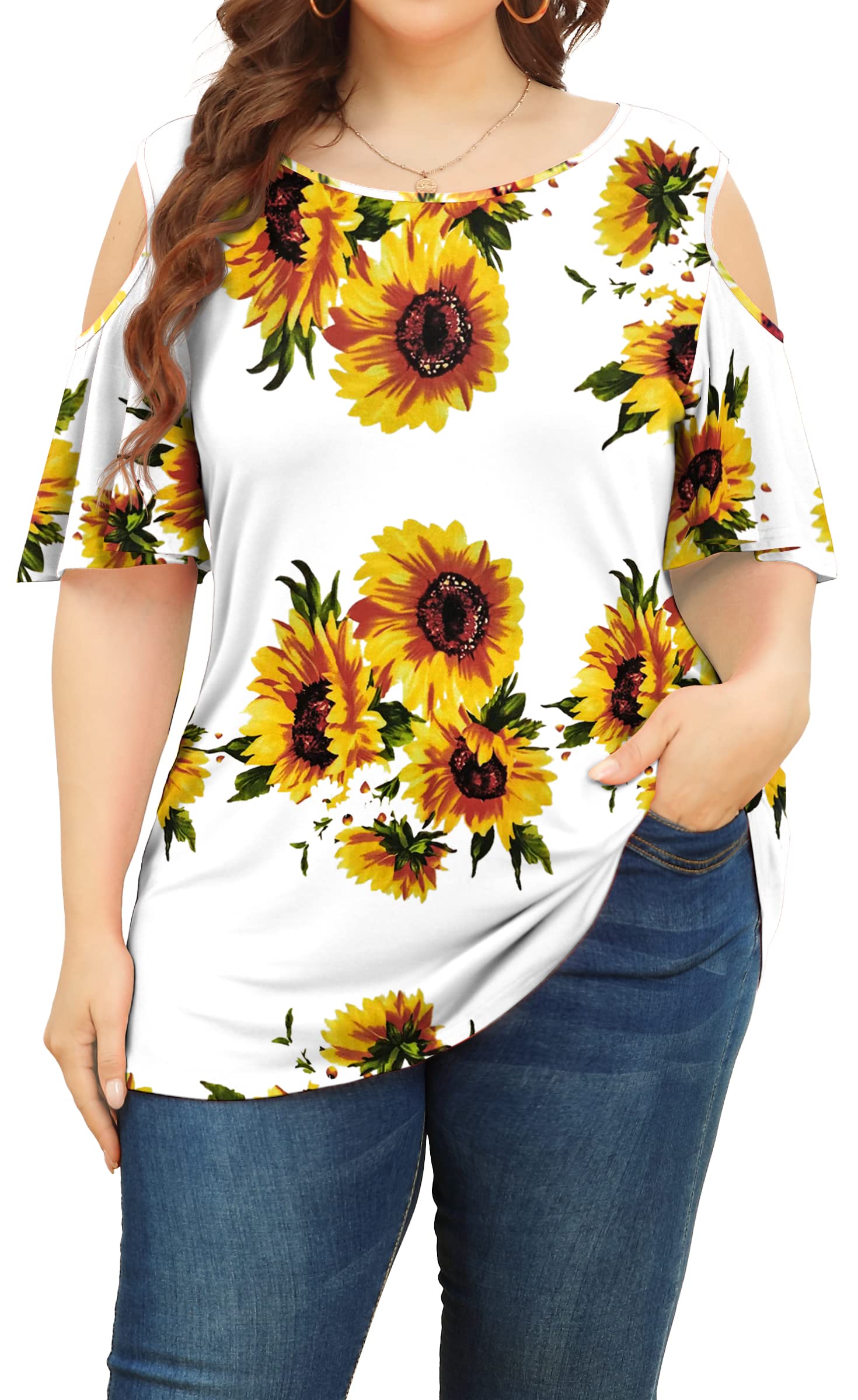 POSESHE Womens Plus Size Summer Tunic Tops - POSESHE
