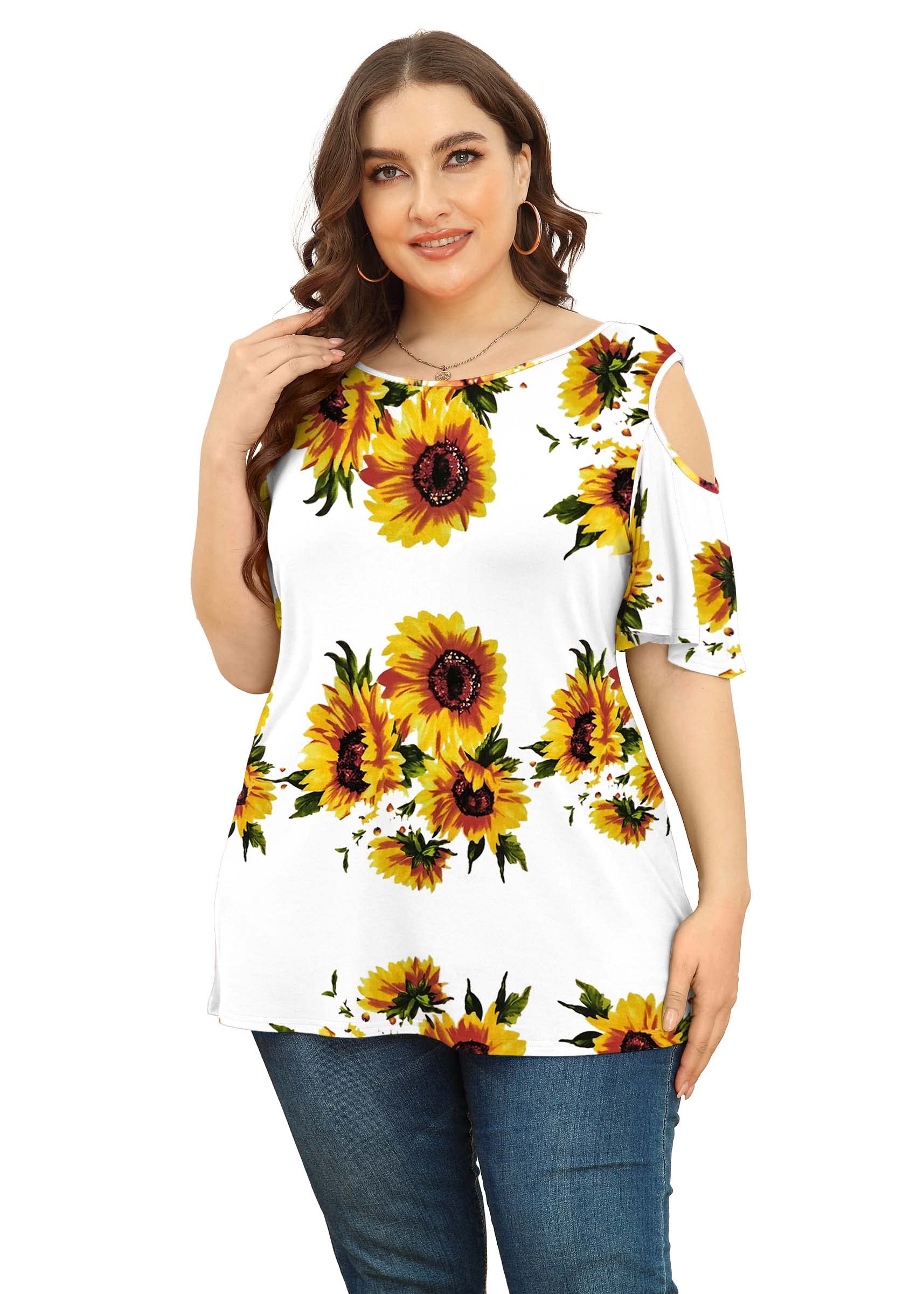 POSESHE Womens Plus Size Summer Tunic Tops - POSESHE