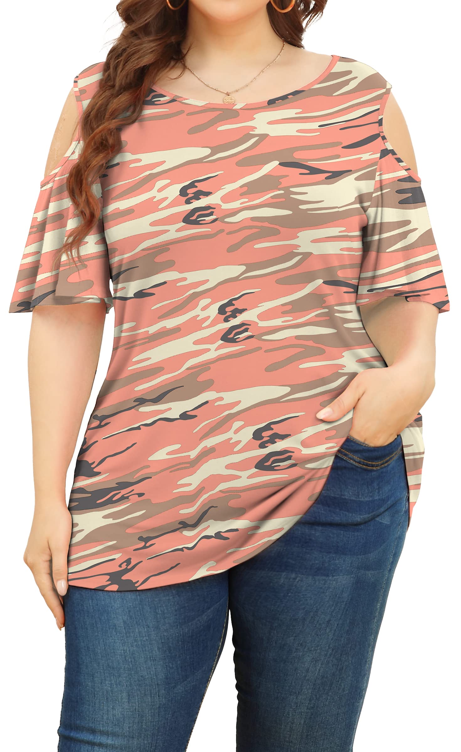 POSESHE Womens Plus Size Summer Tunic Tops - POSESHE