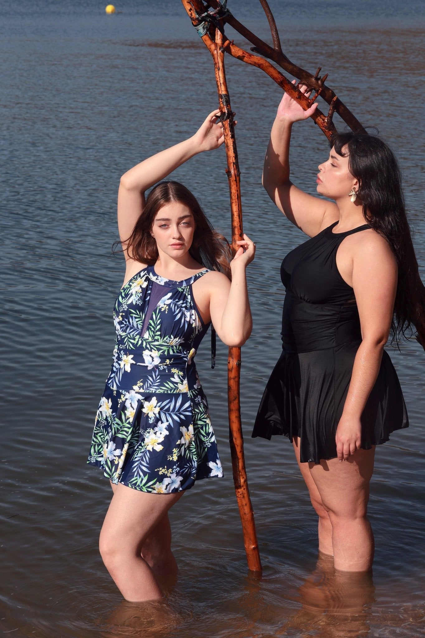 Black Mesh One-Piece Swim Dress - POSESHE