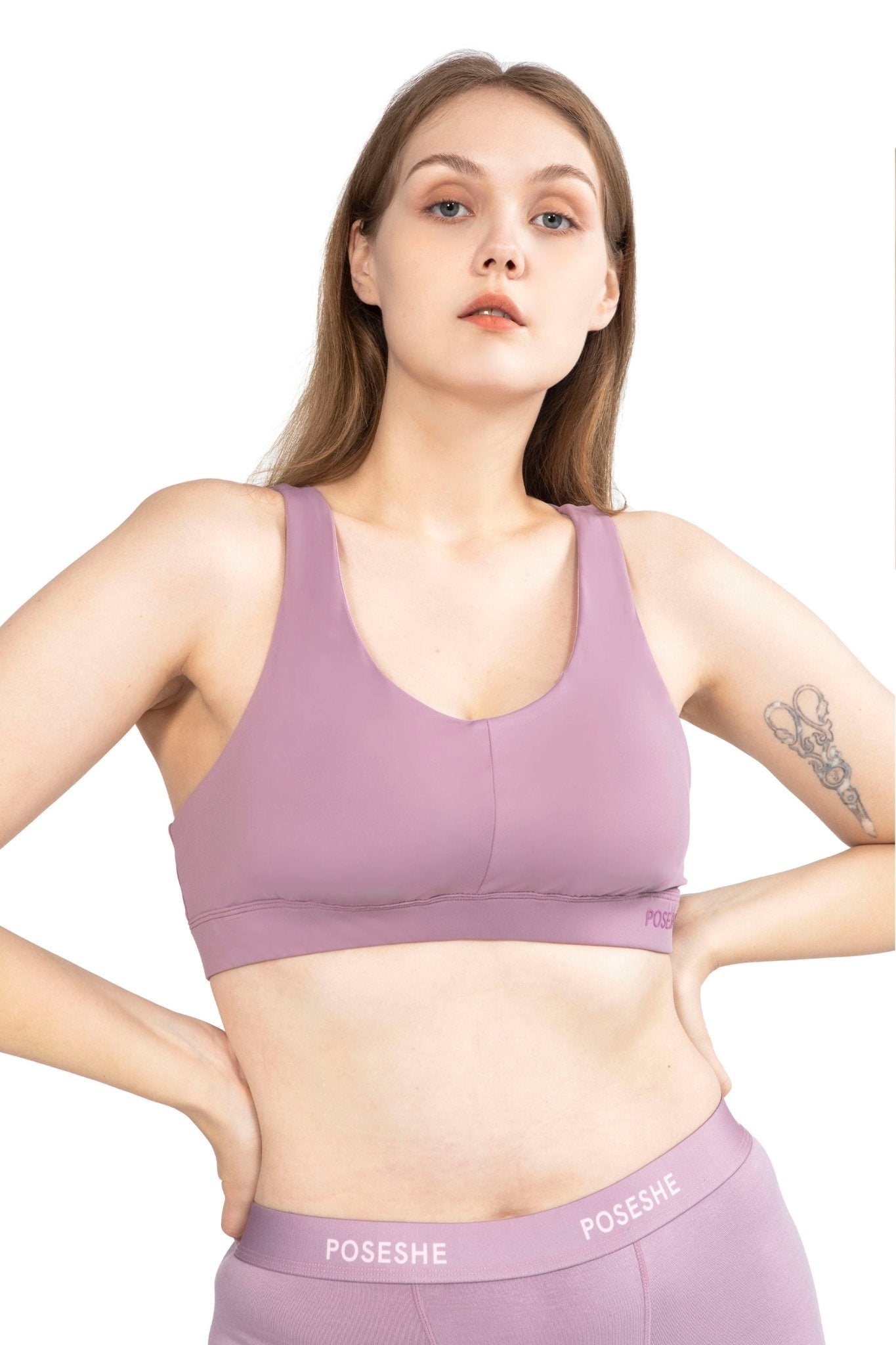 Cream White X-Back Support Sports Bra - POSESHE