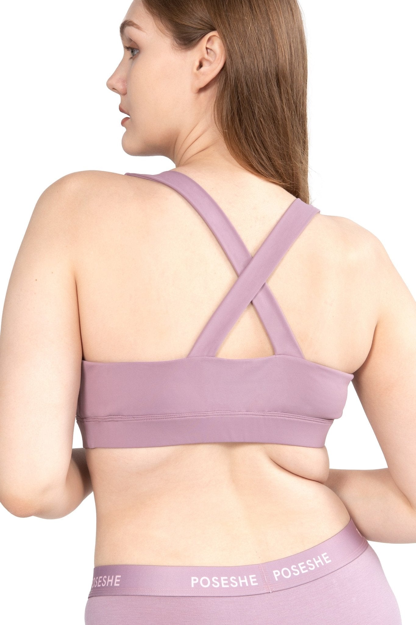 Cream White X-Back Support Sports Bra - POSESHE