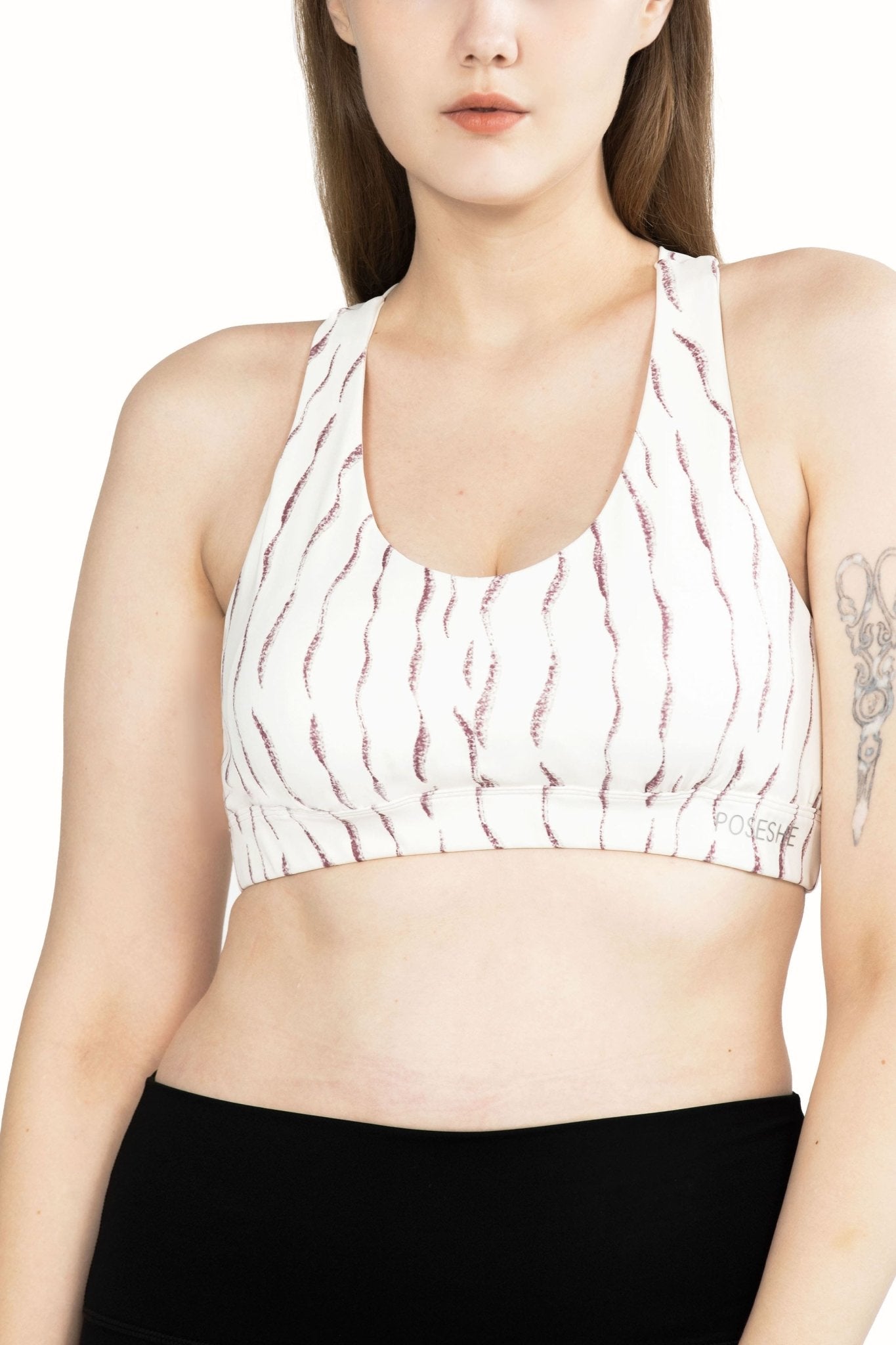 Cream White X-Back Support Sports Bra - POSESHE