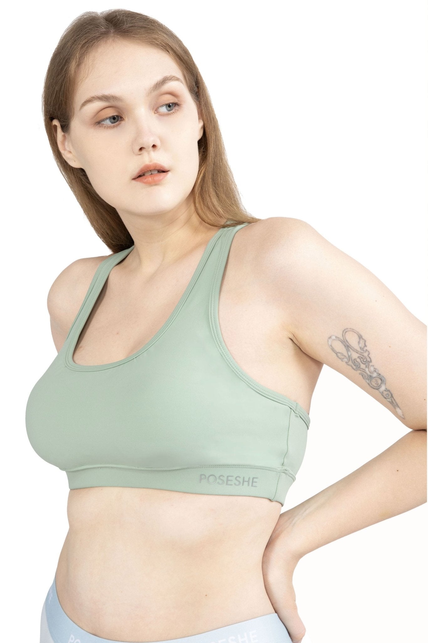 Delight Sports Bra, Printed Light Green - POSESHE