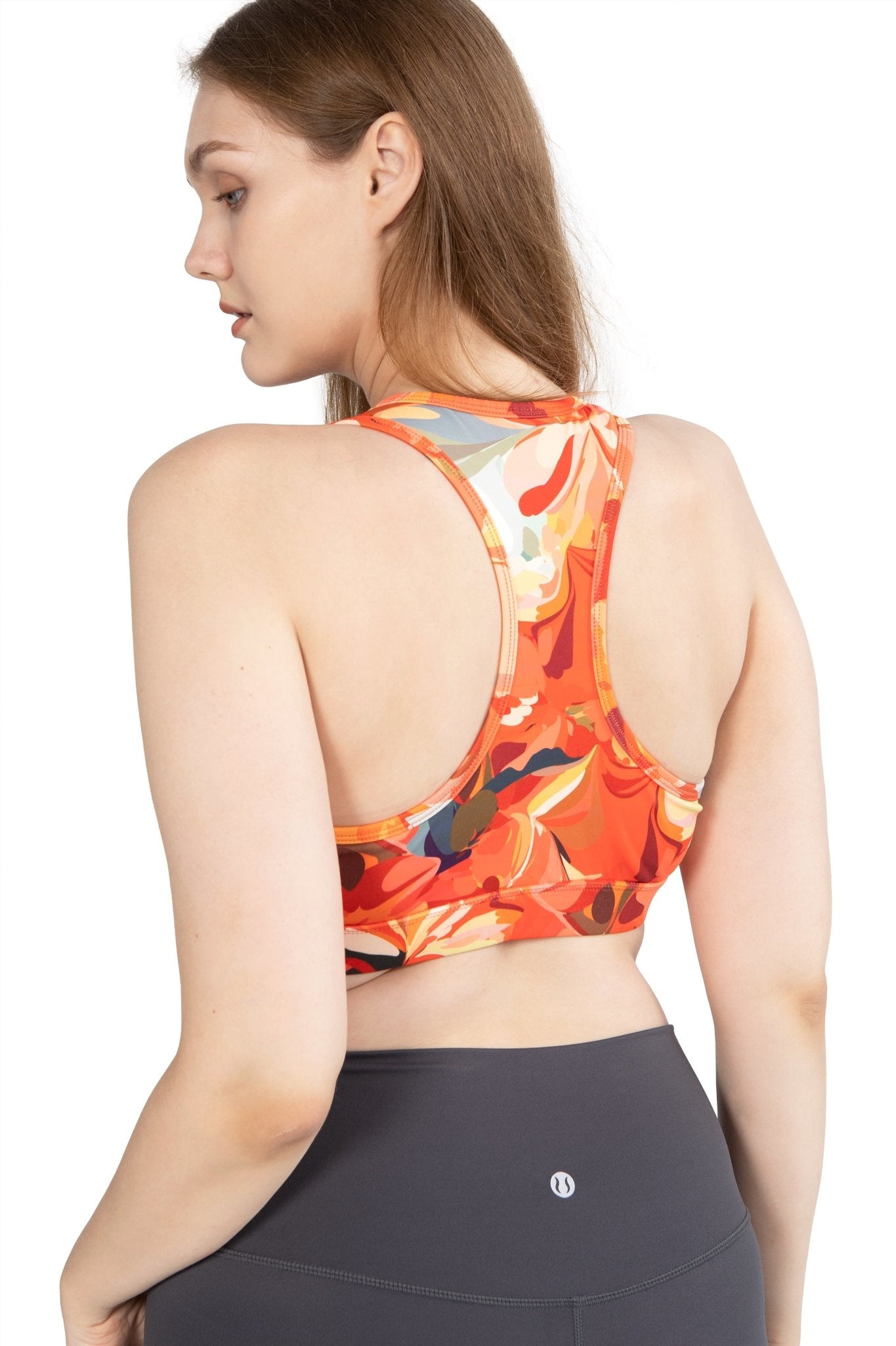 Delight Sports Bra, Printed Orange - POSESHE