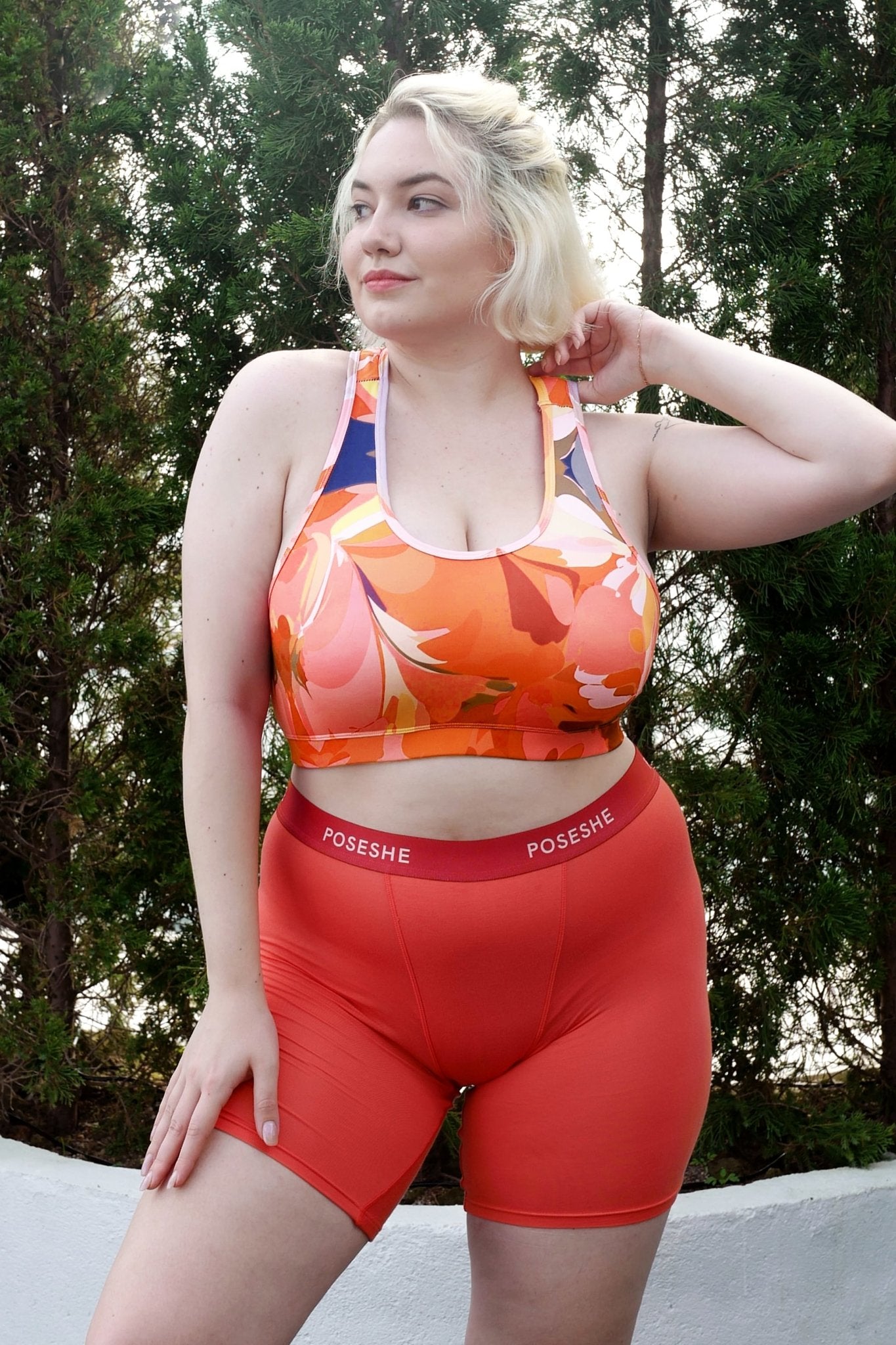 Delight Sports Bra, Printed Orange - POSESHE