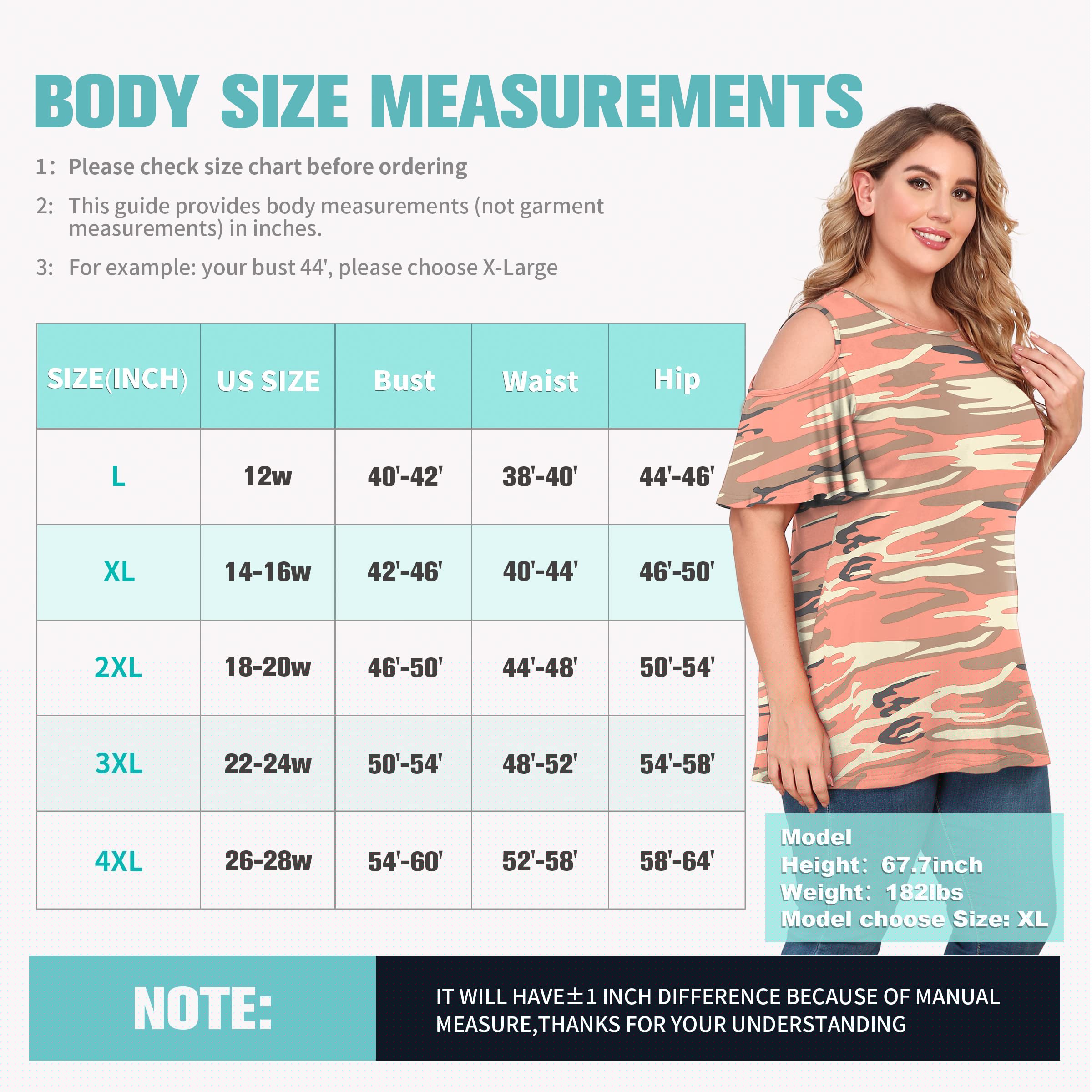 POSESHE Womens Plus Size Summer Tunic Tops - POSESHE
