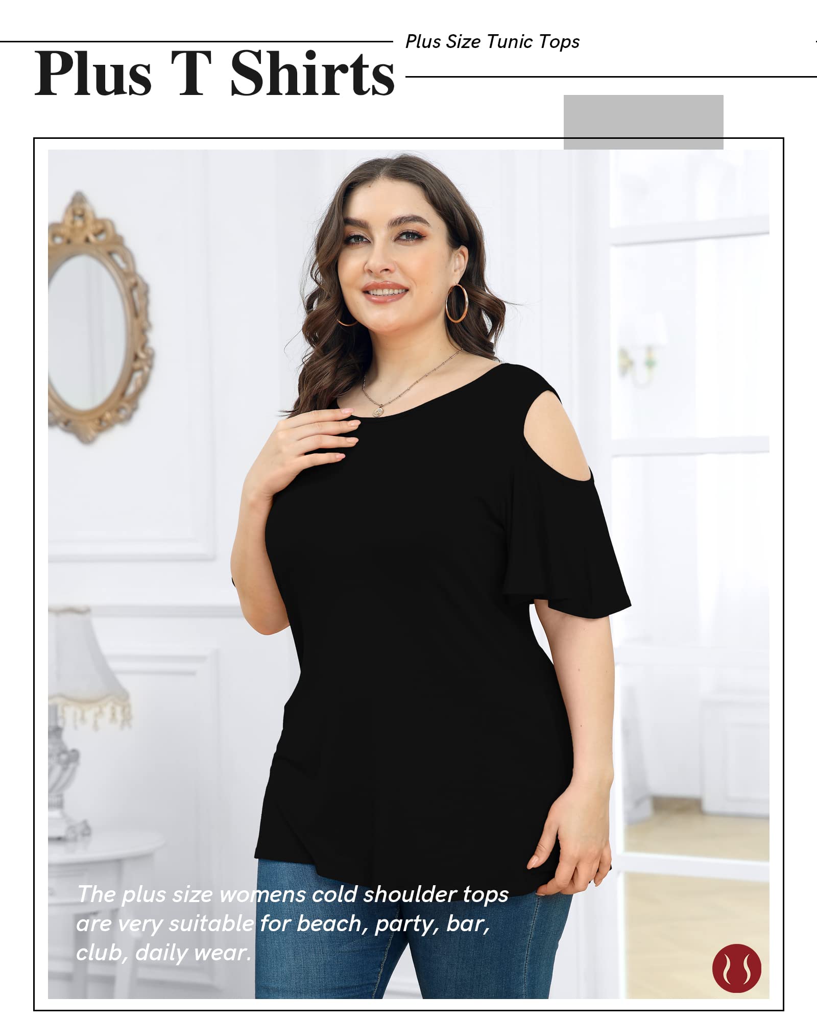 POSESHE Womens Plus Size Summer Tunic Tops - POSESHE