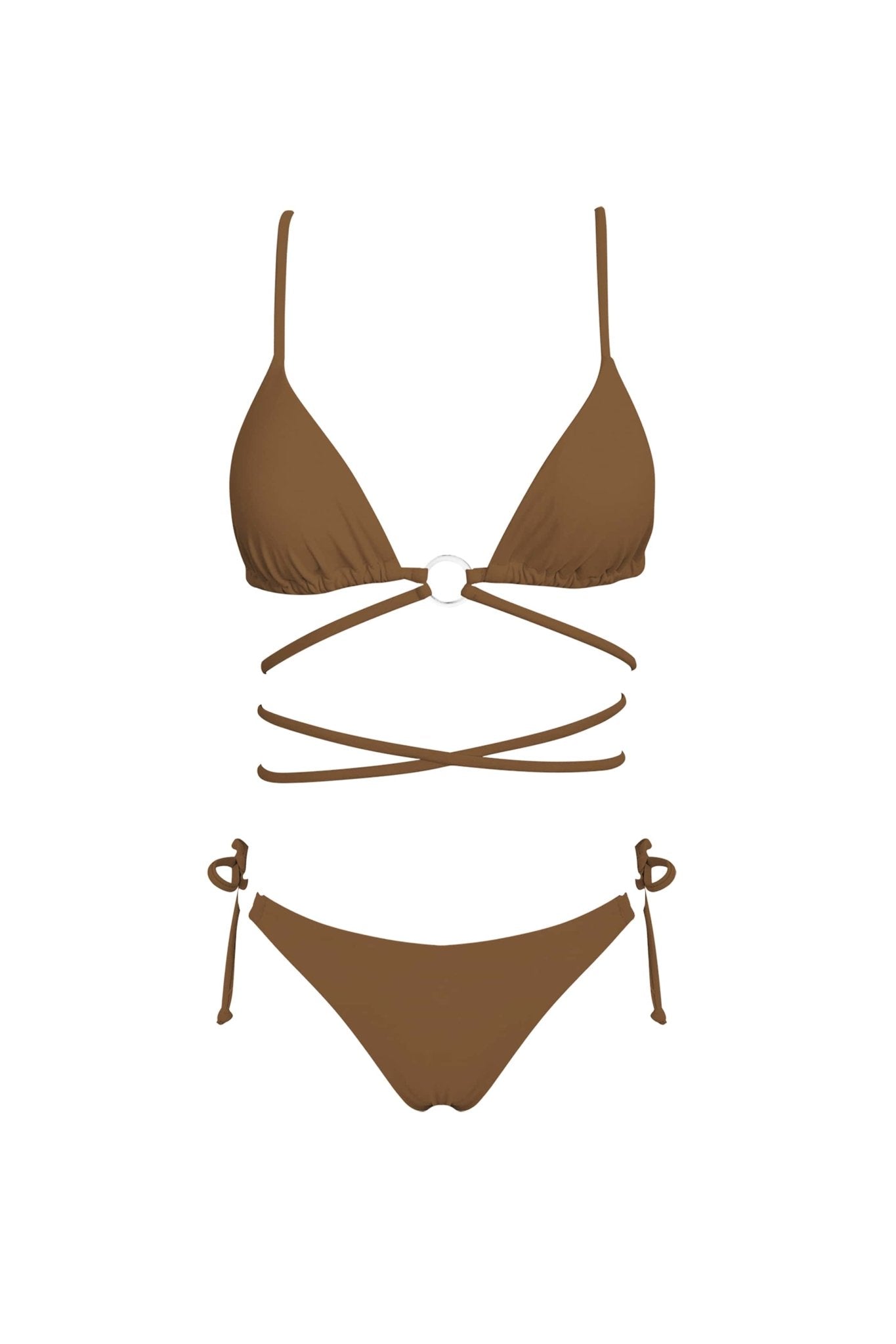 Hickory Brown Tri Bra With Wrap Around Strap - POSESHE