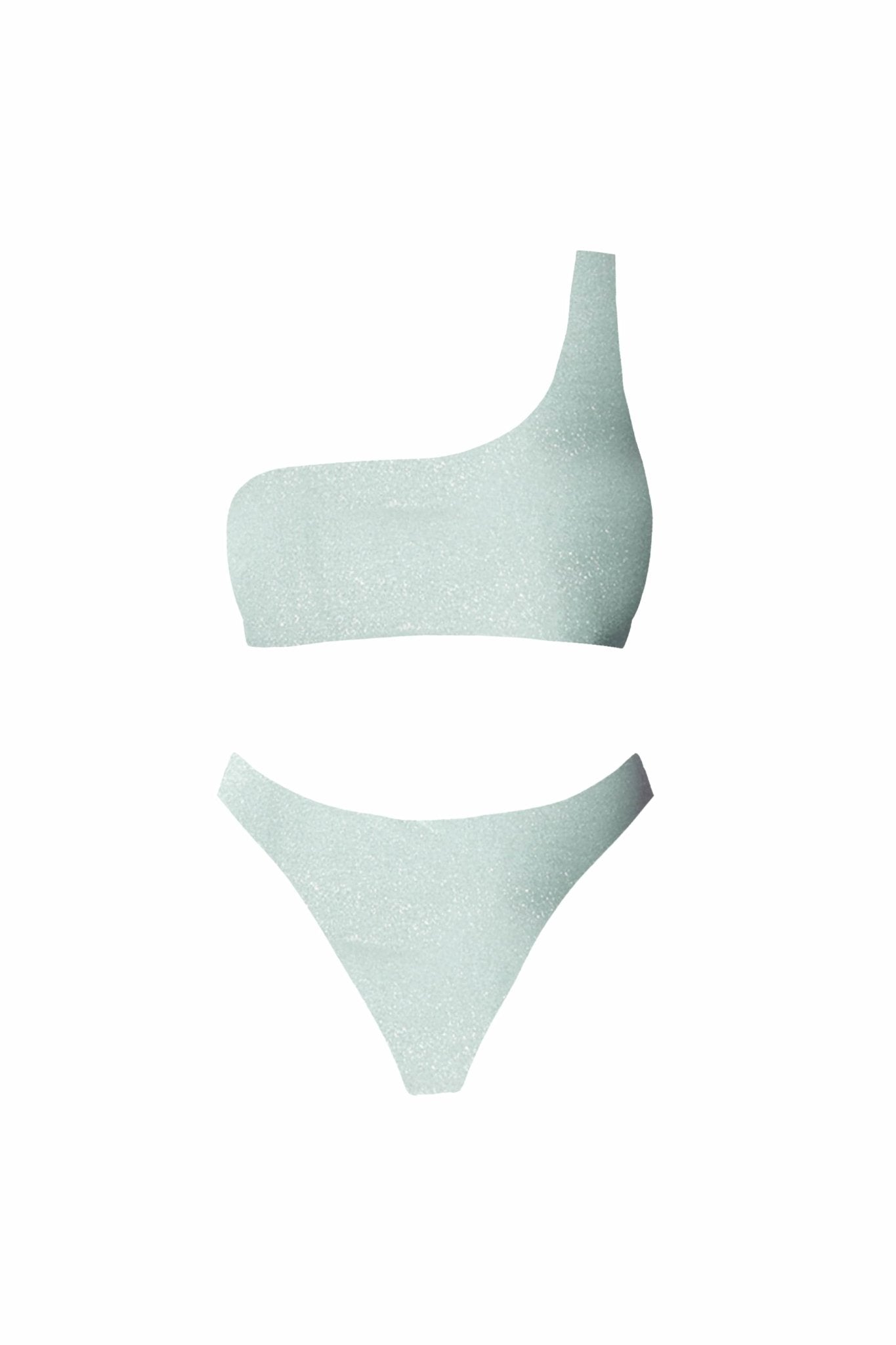 Sky Blue Sparkle One Shoulder Bikini Bottom - POSESHE