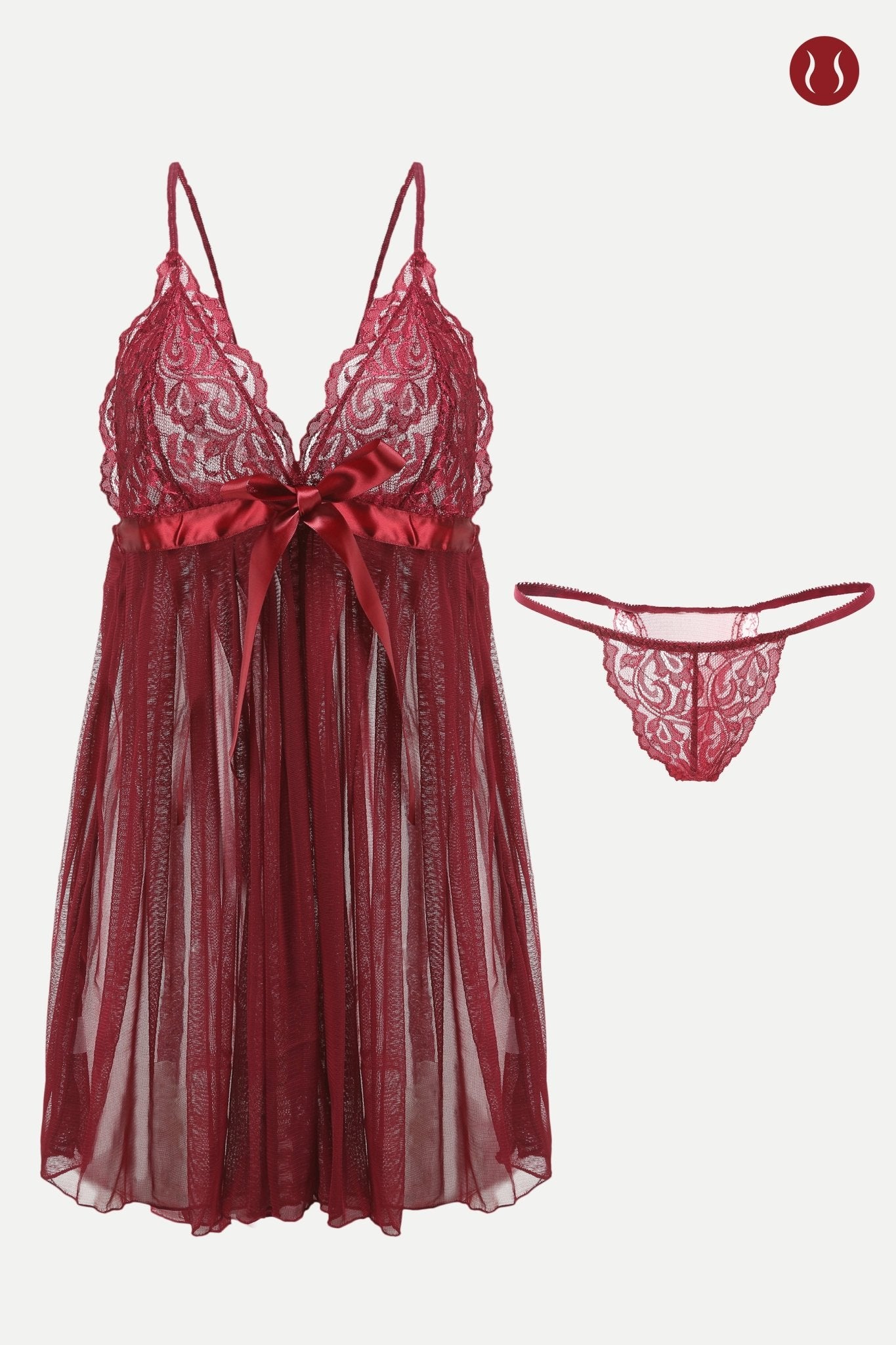 Superb Red Wine Babydoll, Kickster N.2 - POSESHE