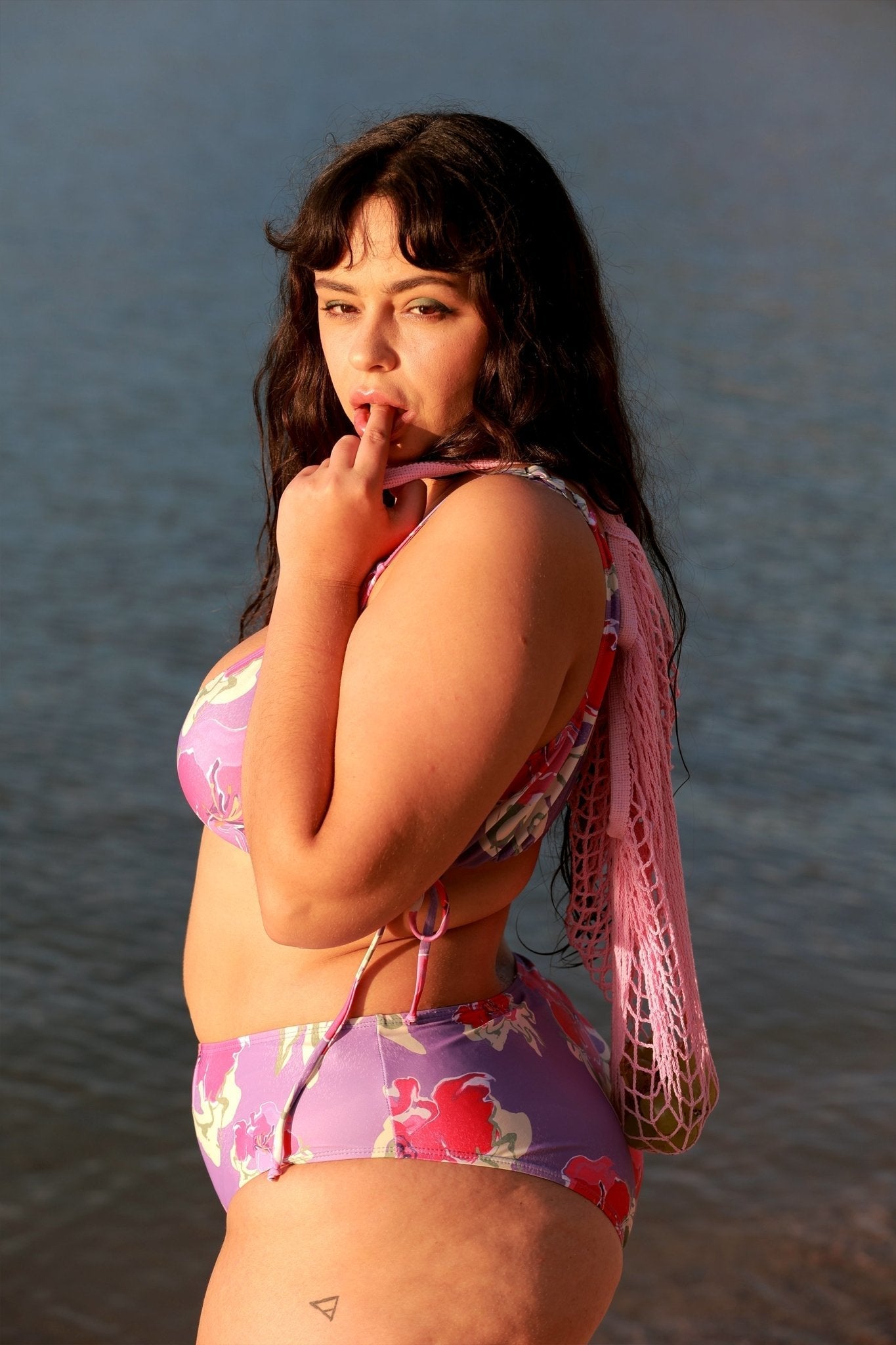 Violet Floral Bikini Bottom - POSESHE