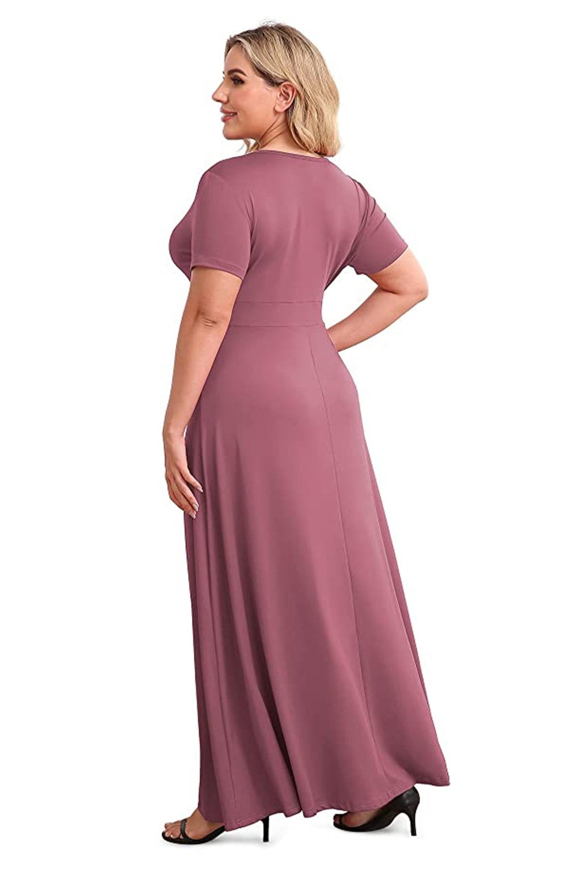 Womens Solid Formal Plus Size Maxi Dress Elegant Plus Size Gown Poseshe 