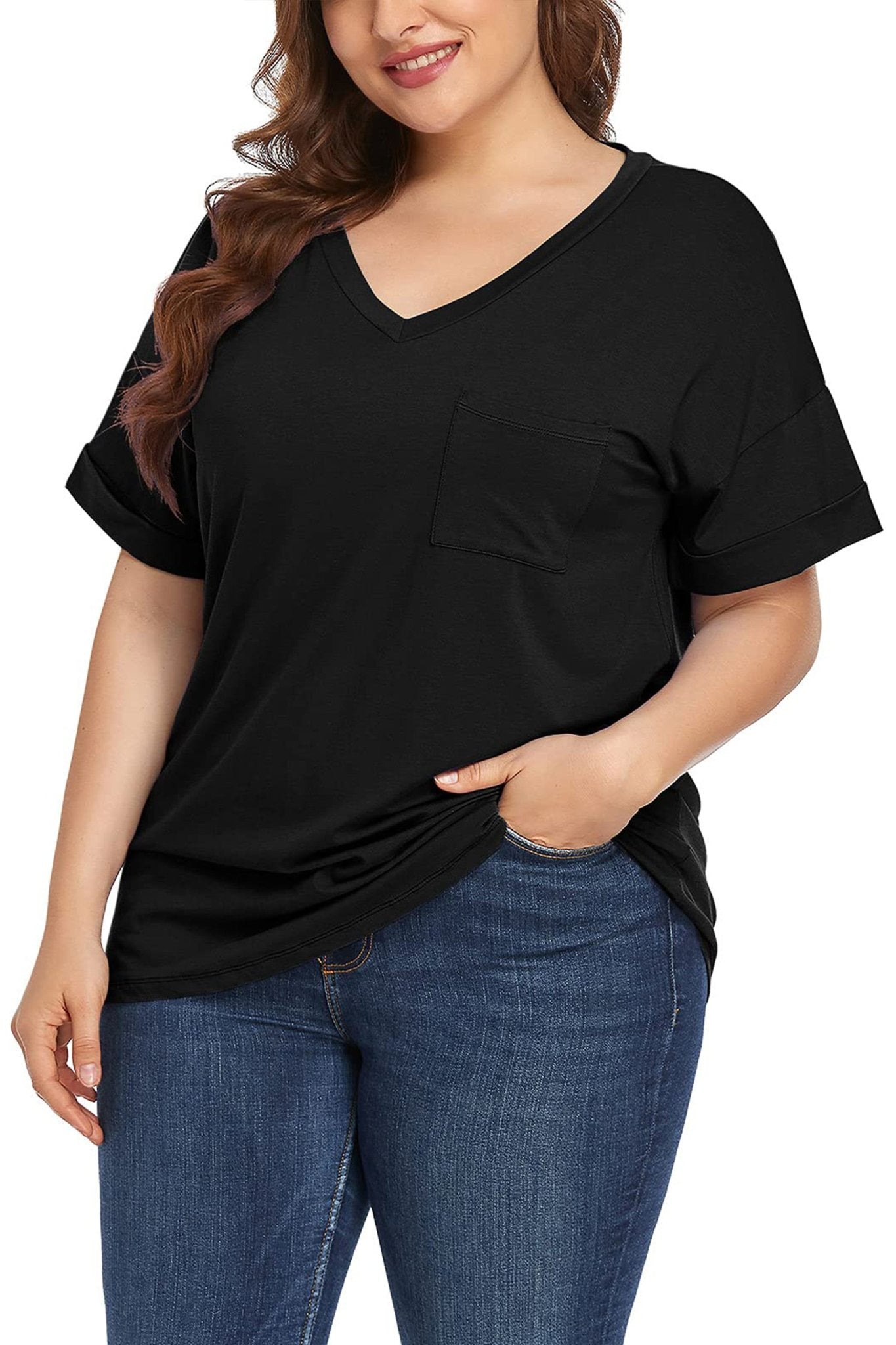 V-Neck Basic T-Shirt - POSESHE