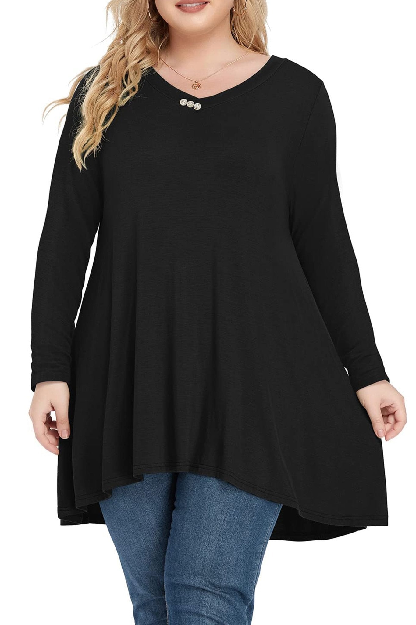 V Neck Tunic Tops - POSESHE