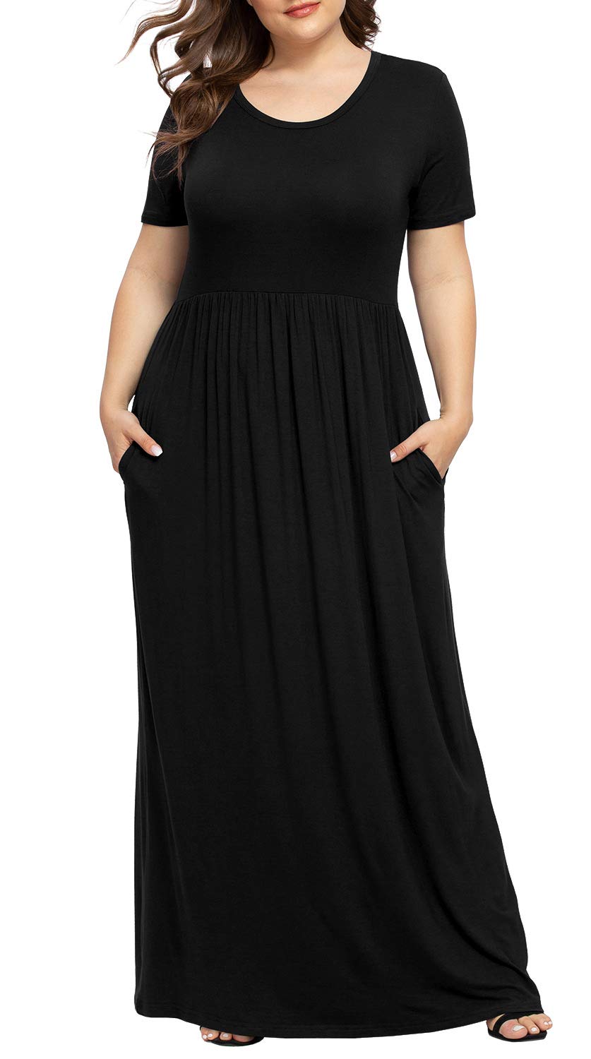 Short Sleeve Maxi Dress with Pockets - POSESHE