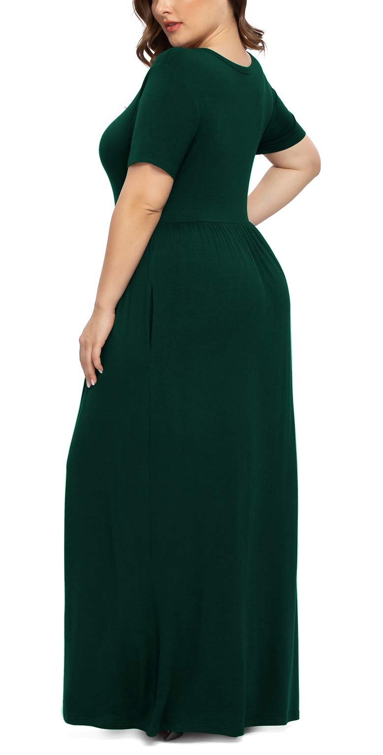 Short Sleeve Maxi Dress with Pockets - POSESHE