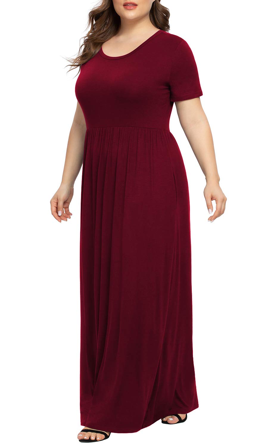 Short Sleeve Maxi Dress with Pockets - POSESHE