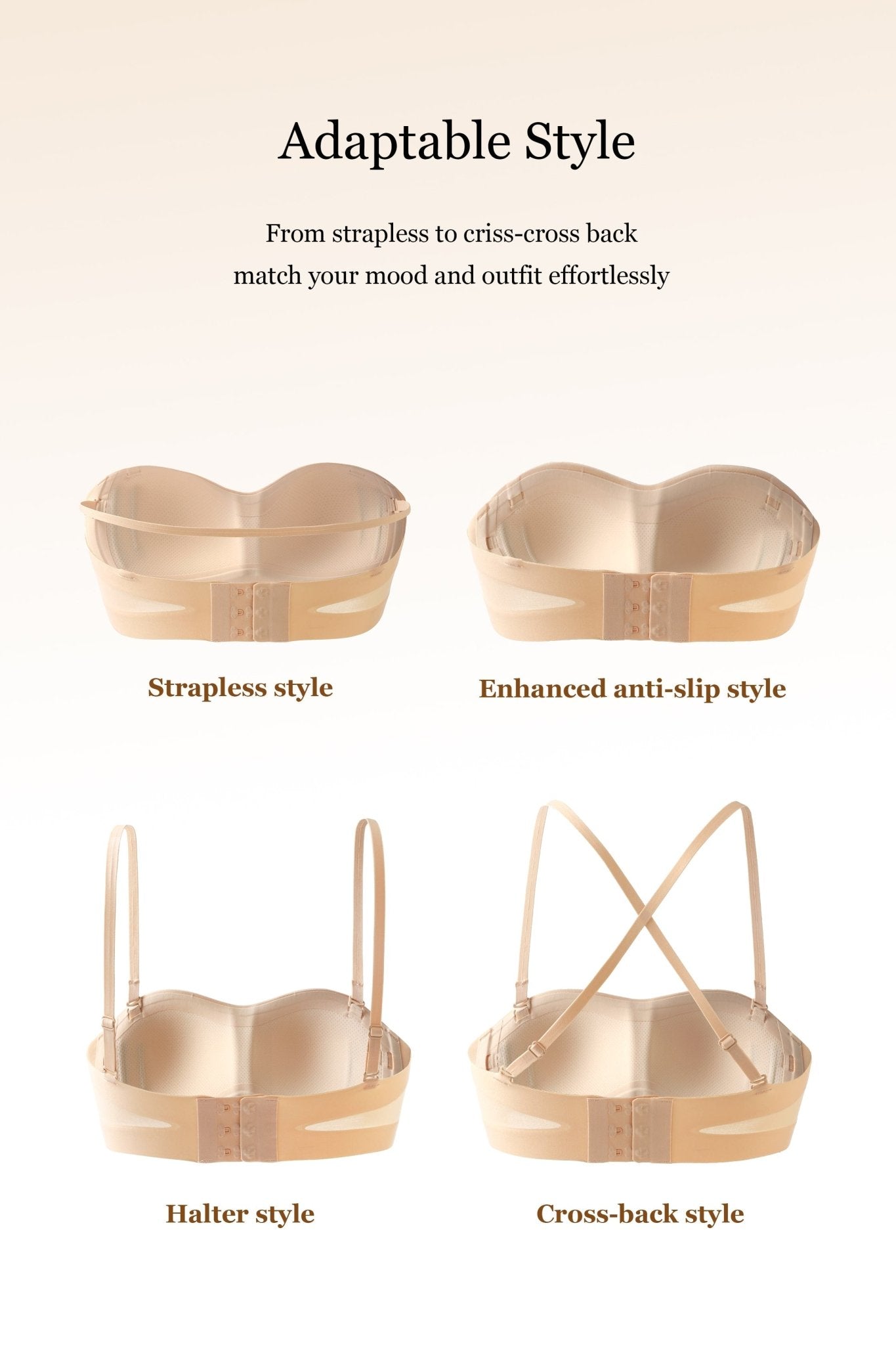 Easy Pieces™️ Always Stay Up Bandeau Bra With Removable Straps - POSESHE