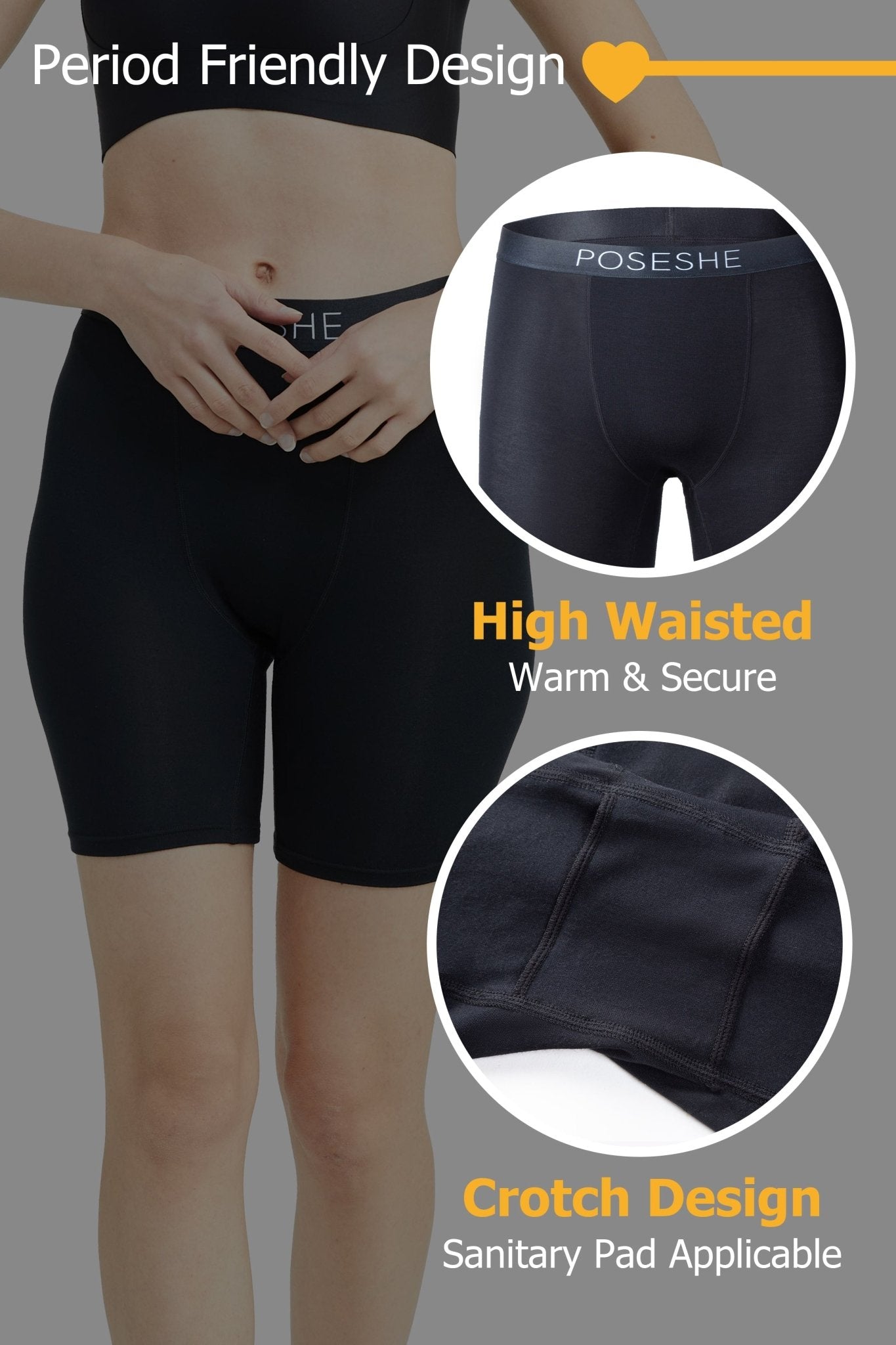 Body Liberator High-Waisted Boxer Briefs (Period Friendly) 3 Pack - POSESHE