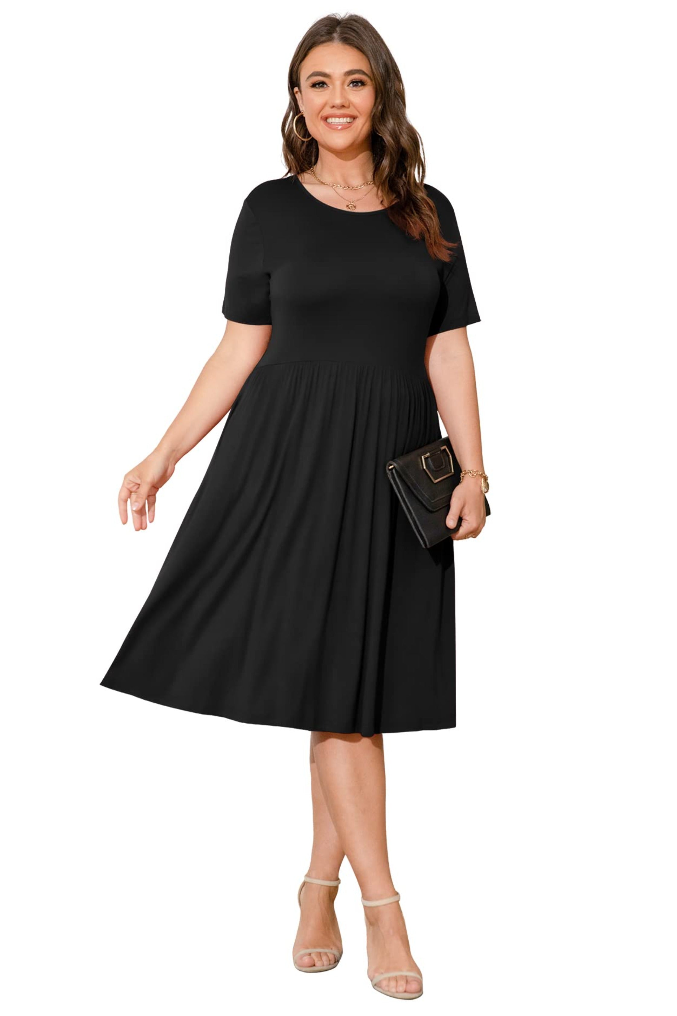 Minimalist Casual Midi Dress with Pockets