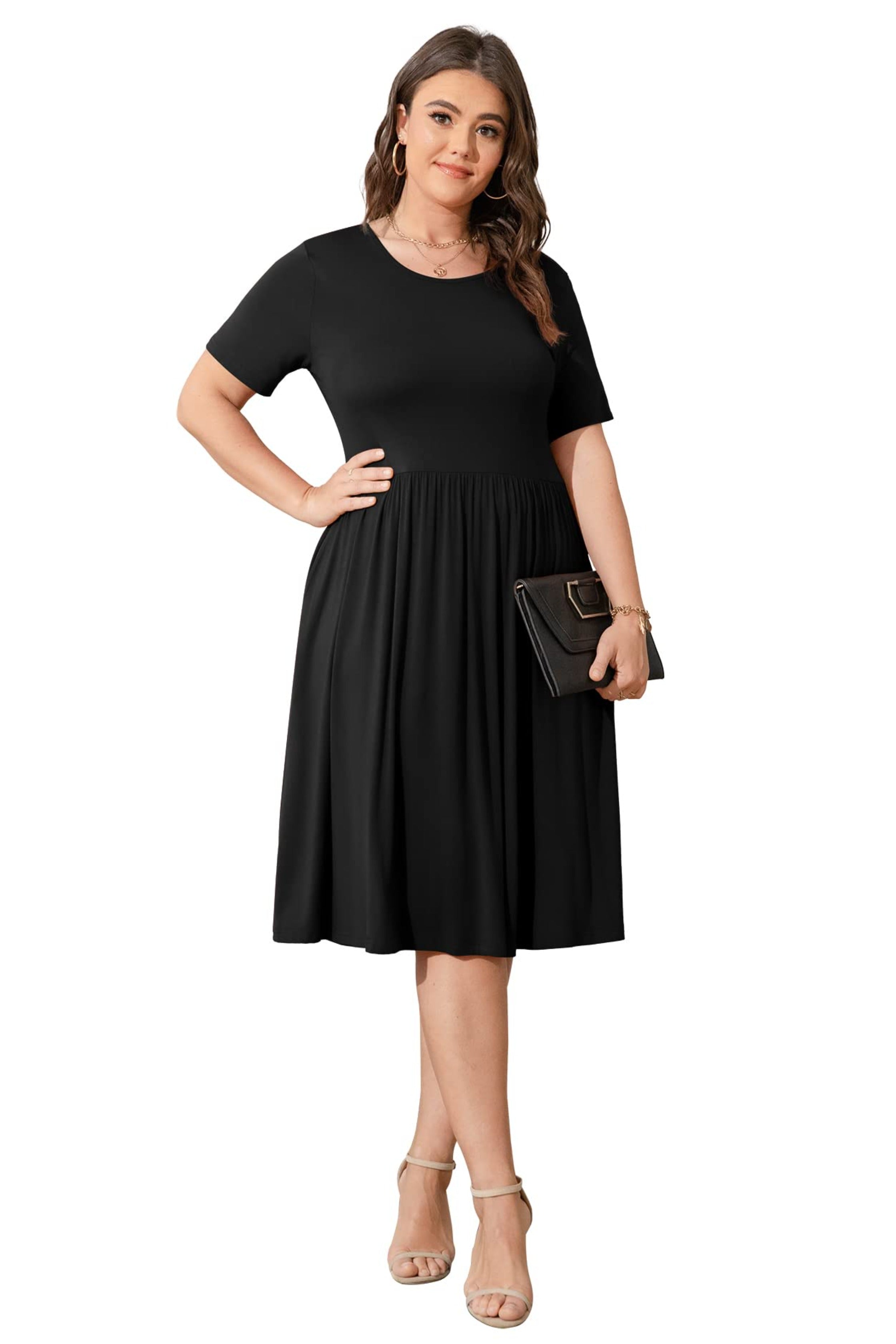 Minimalist Casual Midi Dress with Pockets