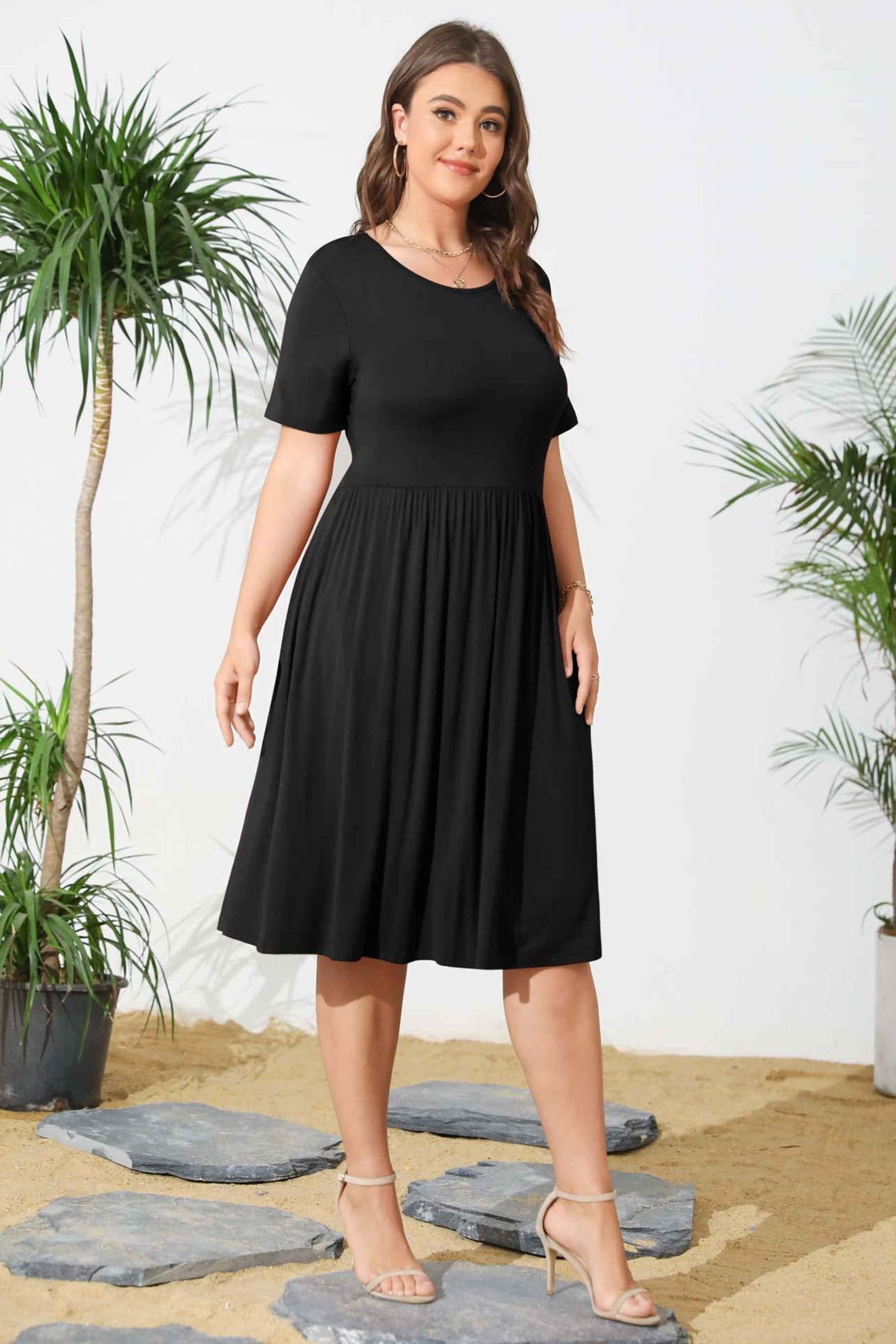 Minimalist Casual Midi Dress with Pockets