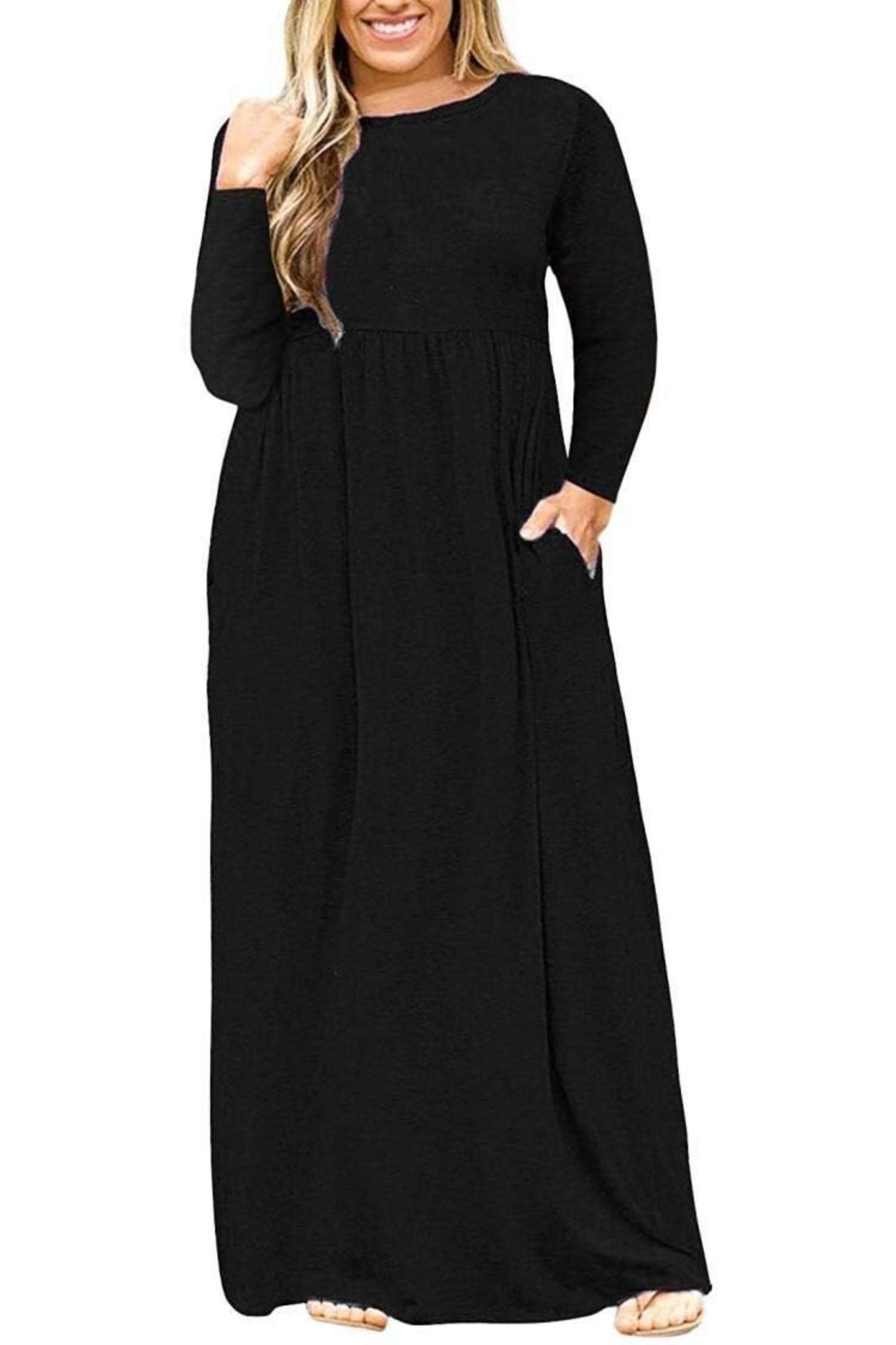 Tunic Swing Maxi Dress with Pockets - POSESHE