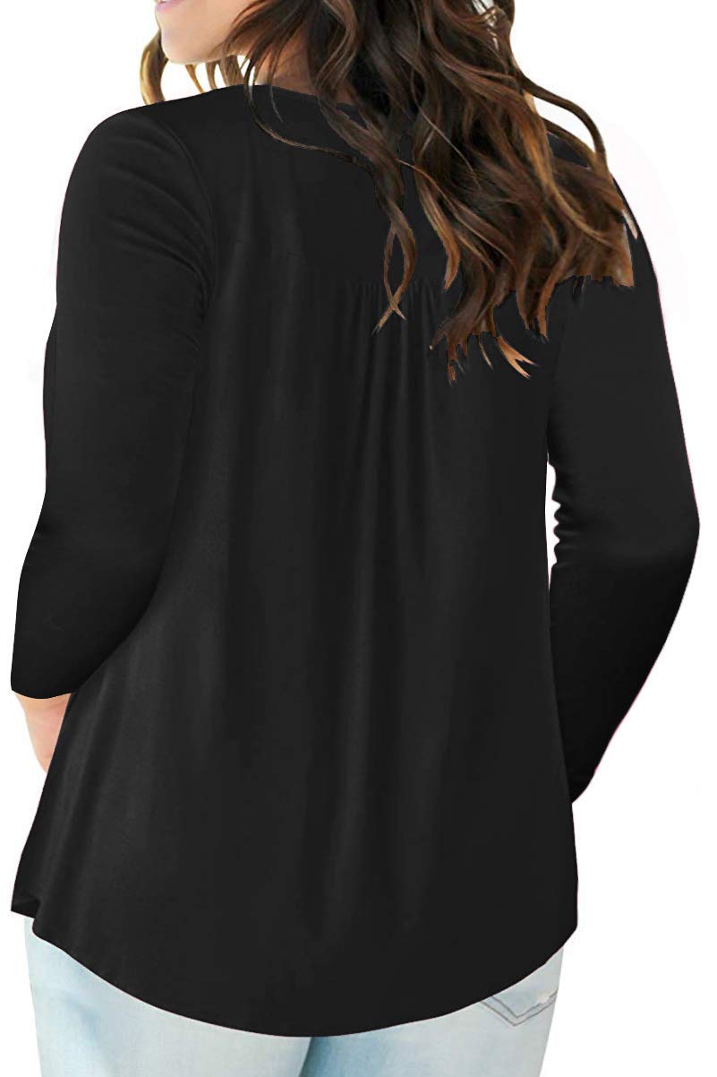 POSESHE Women's Plus Size Henley V Neck Shirts - POSESHE