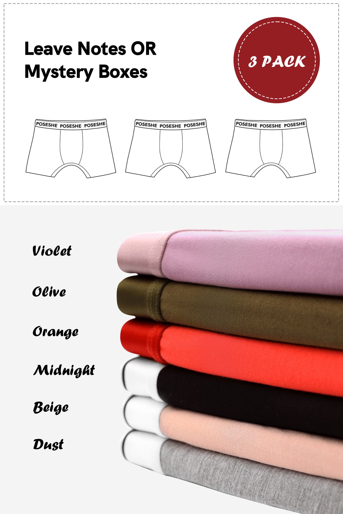 POSESHE Body Liberator Boxer, 8" Inseam, 3-Pack women's boxer briefs product image
