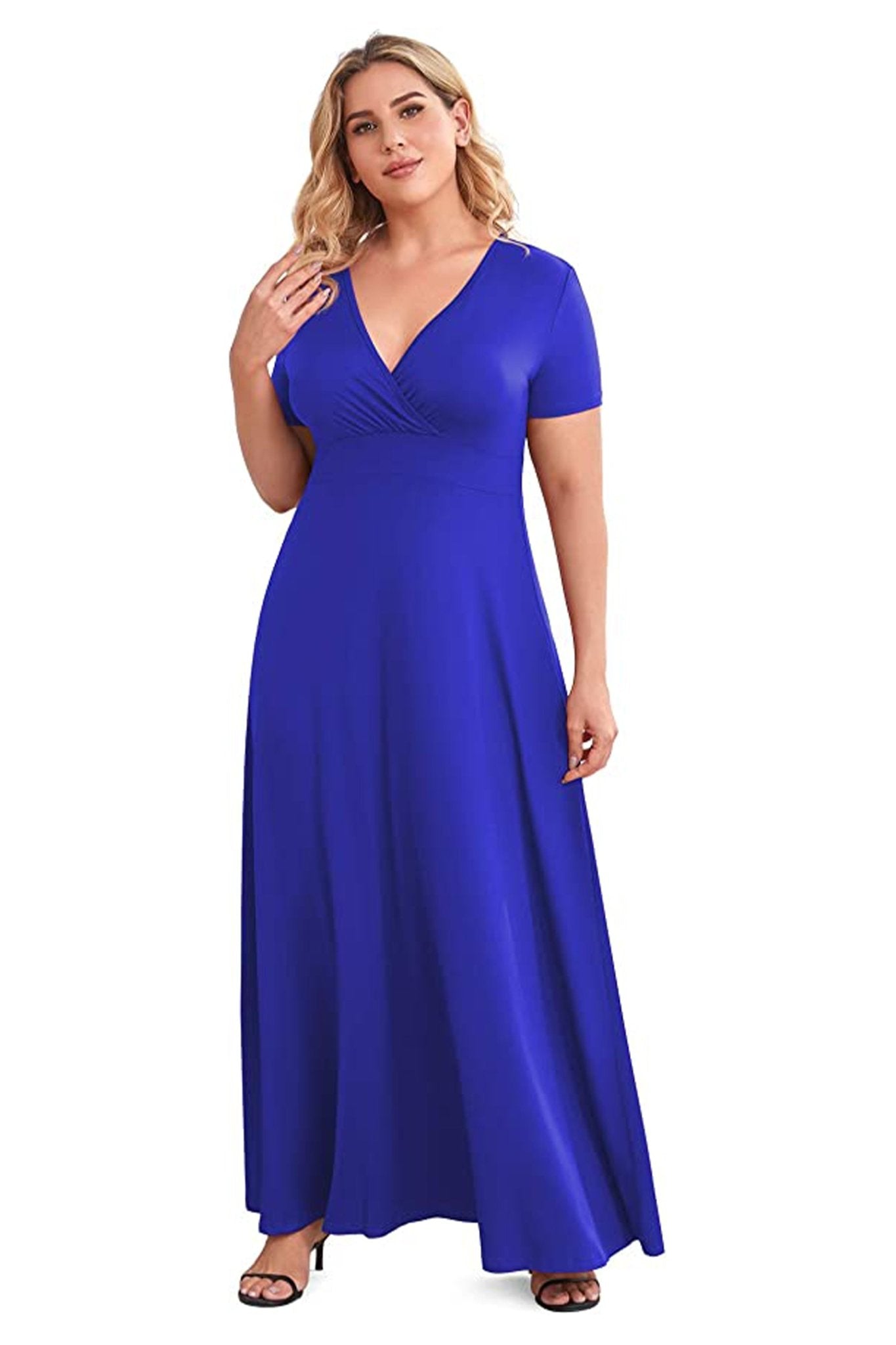 Women's Solid Formal Maxi Dress, Plus Size Gown - POSESHE