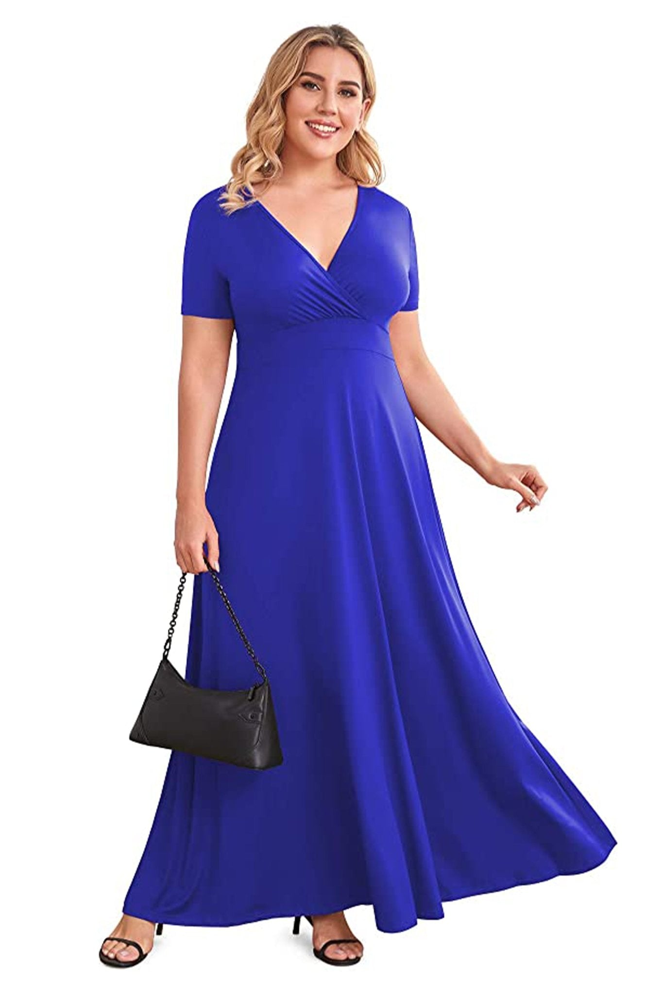 Women's Solid Formal Maxi Dress, Plus Size Gown - POSESHE