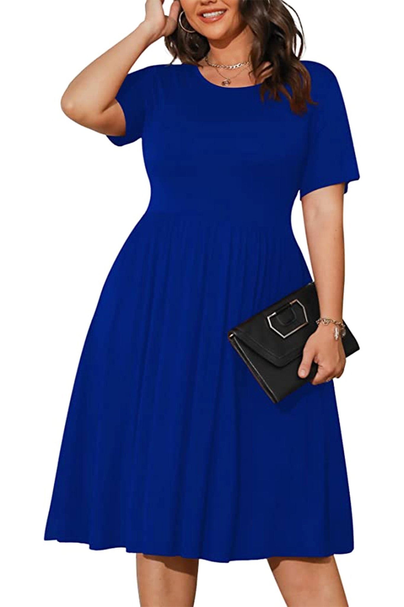 Empire Waist Loose Flowy Dress with Pockets - POSESHE