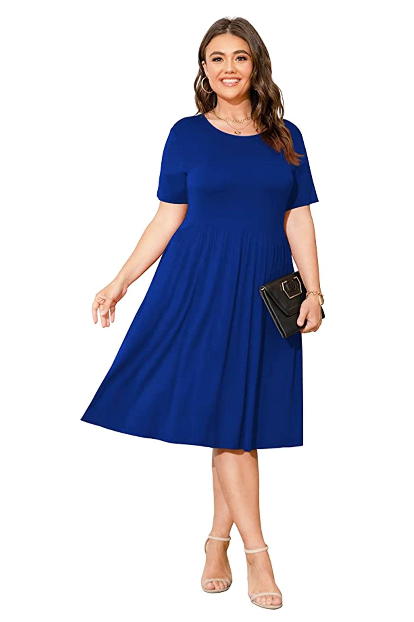 Empire Waist Loose Flowy Dress with Pockets - POSESHE