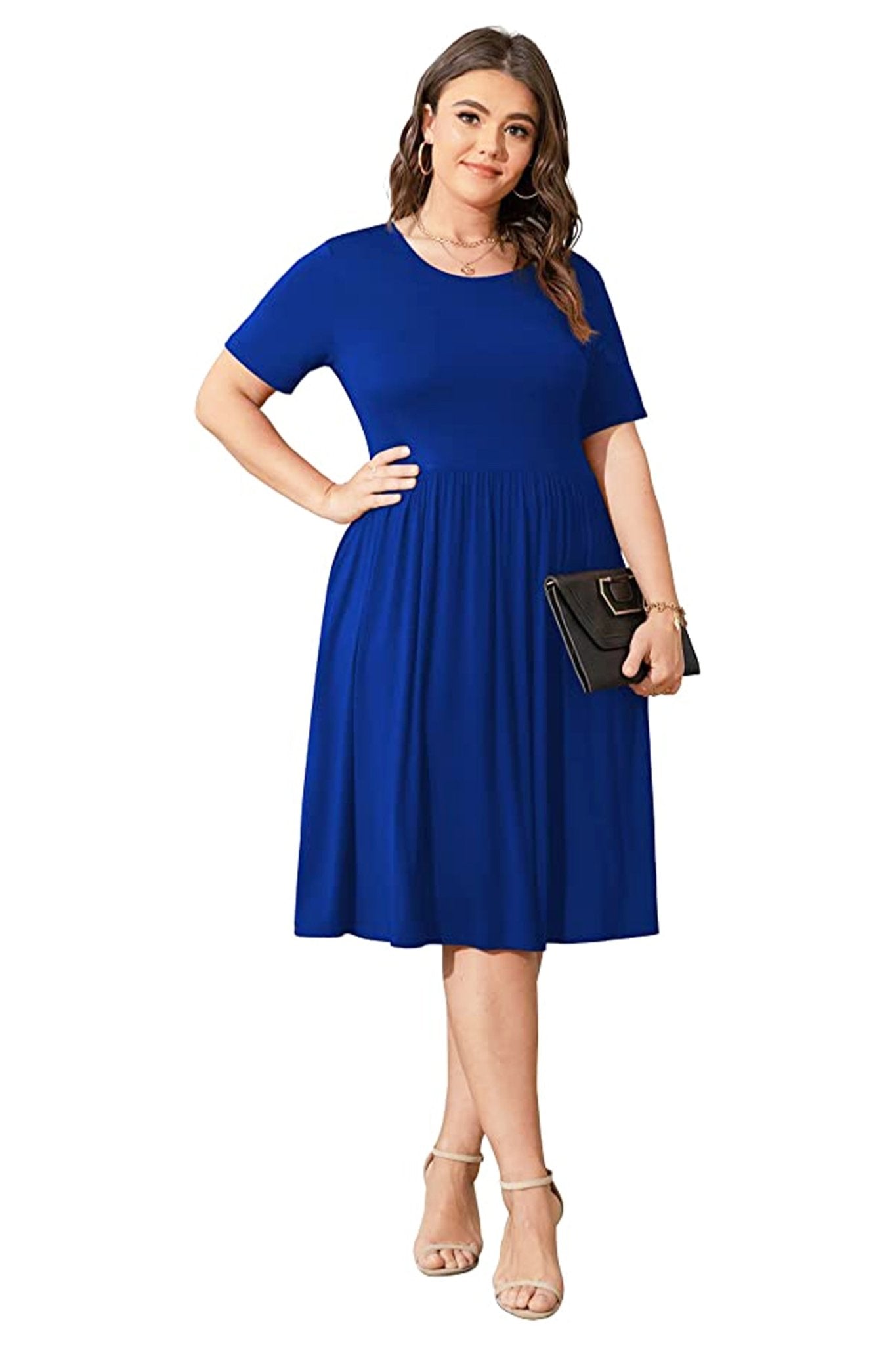 Empire Waist Loose Flowy Dress with Pockets - POSESHE