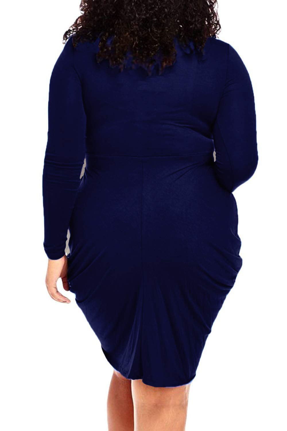 Deep V Neck Bodycon Wrap Dress with Front Slit