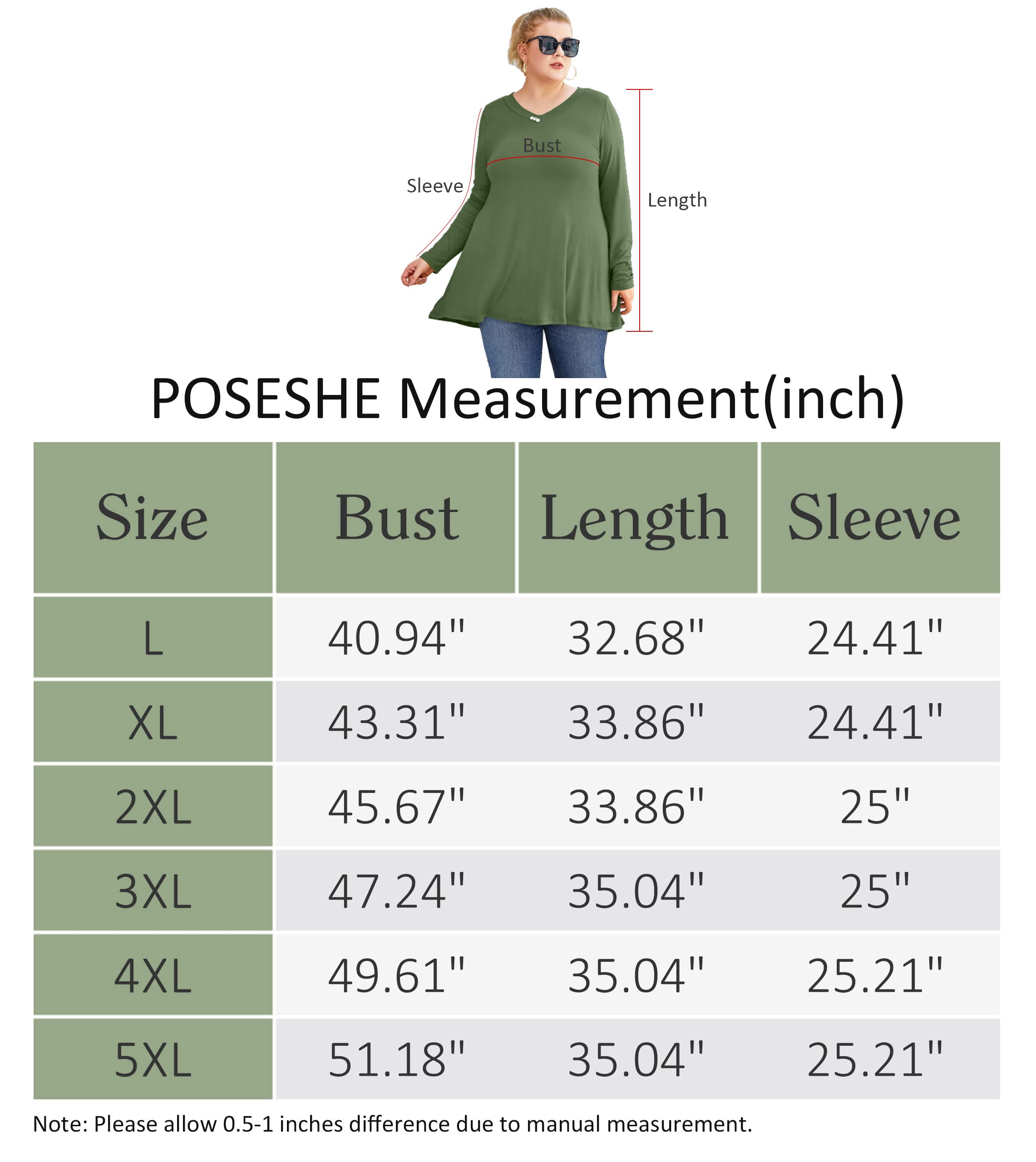 POSESHE Women¡¯s V Neck Tunic Tops - POSESHE