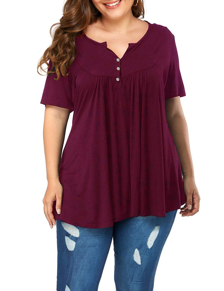 Henry V Neck Button Down Casual Short Sleeve Shirt - POSESHE