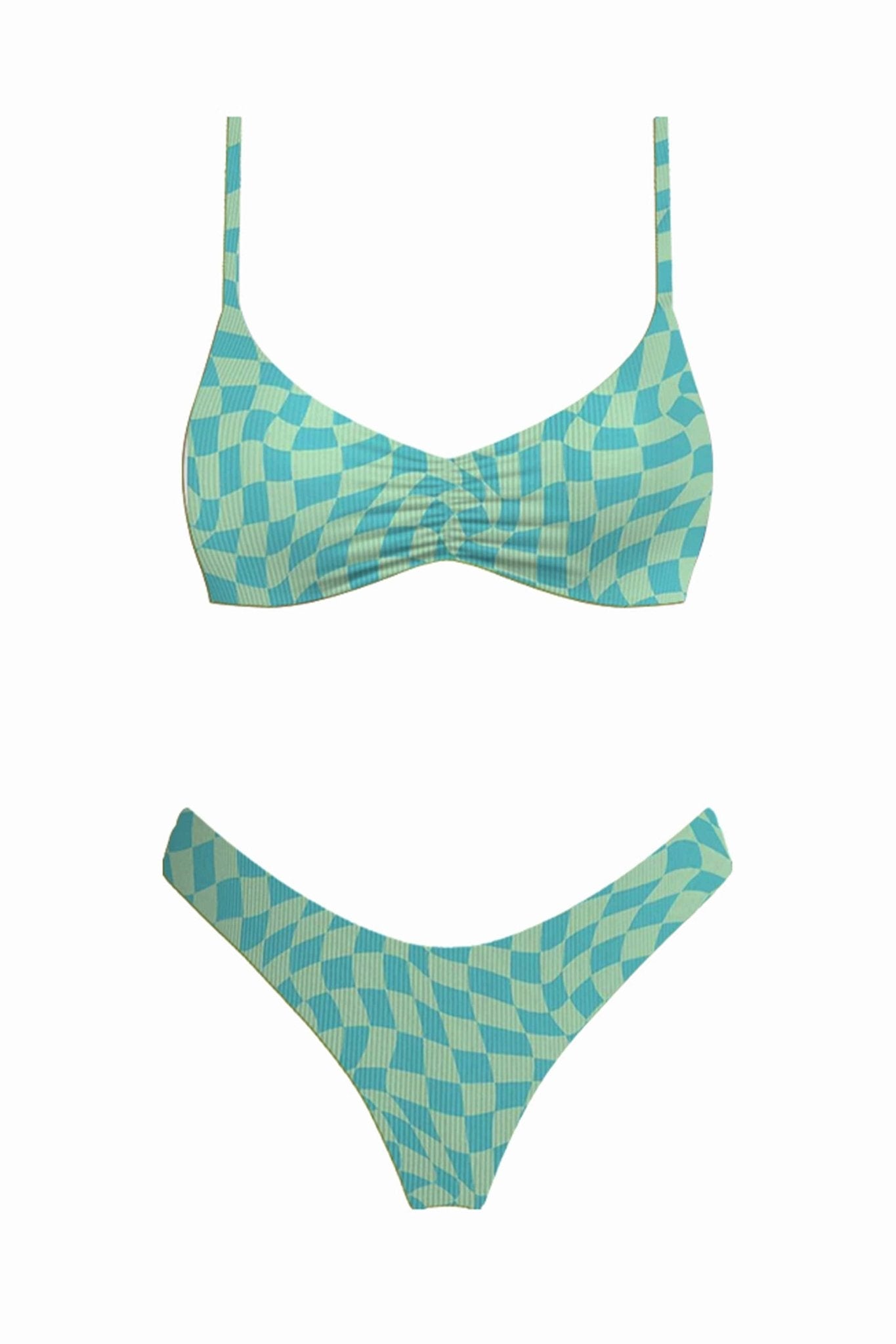 Checkerboard Fold Bikini Bottom - POSESHE