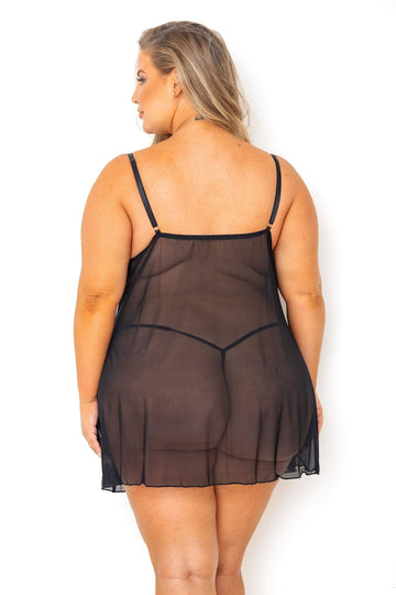 Lingerie Plus Size Black Baby Doll Lovely Lacy Lady - $16.00