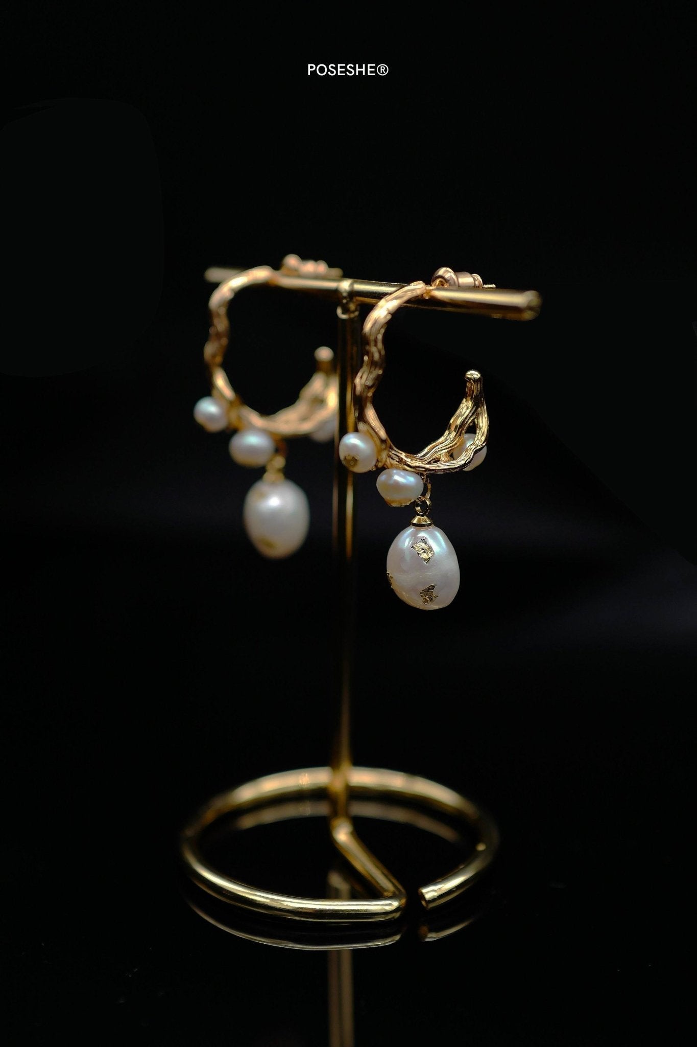 Handcraft Tres Earings, Natural Pearl Collection - POSESHE