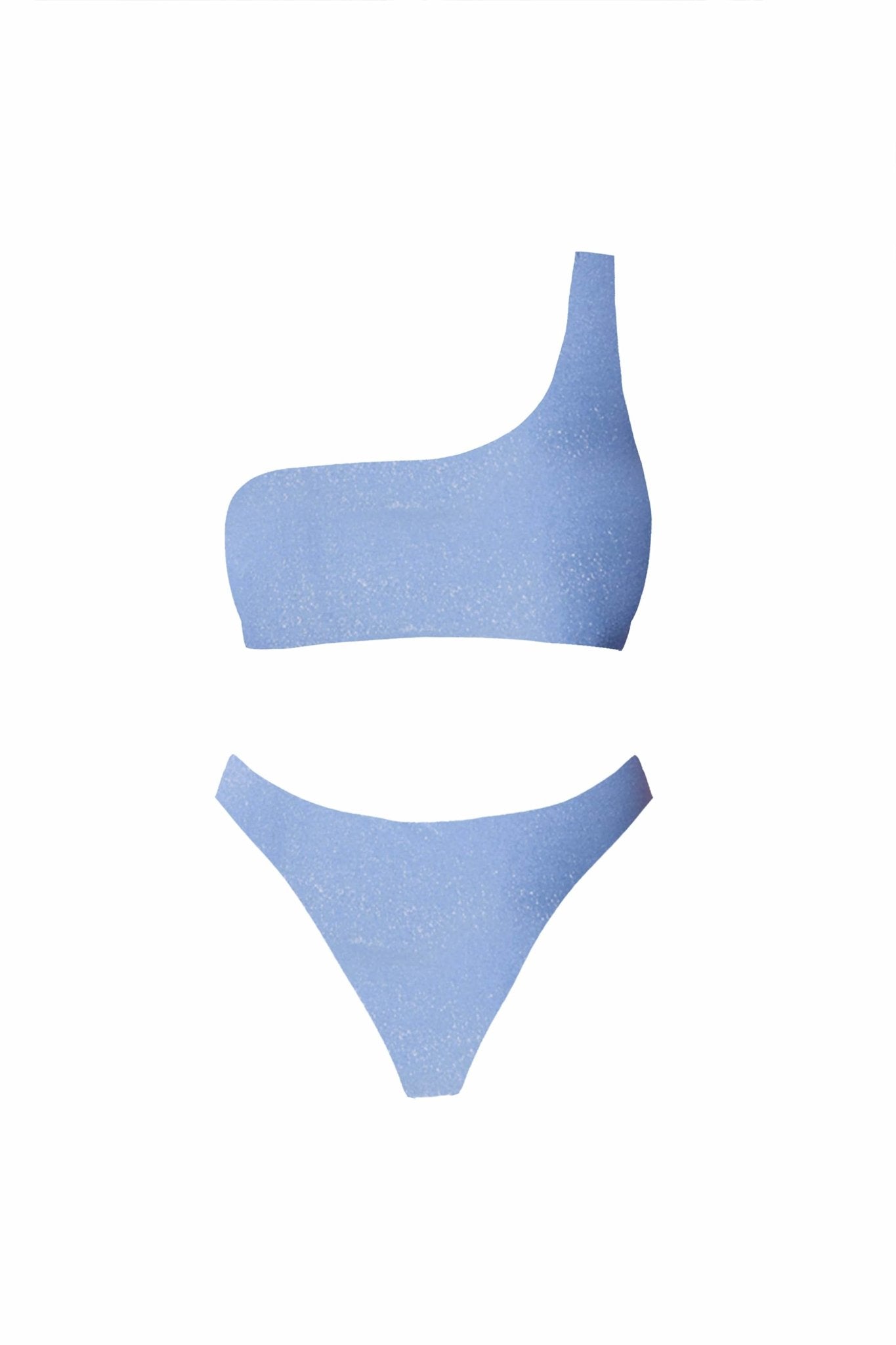 Sky Blue Sparkle One Shoulder Bikini Bottom - POSESHE