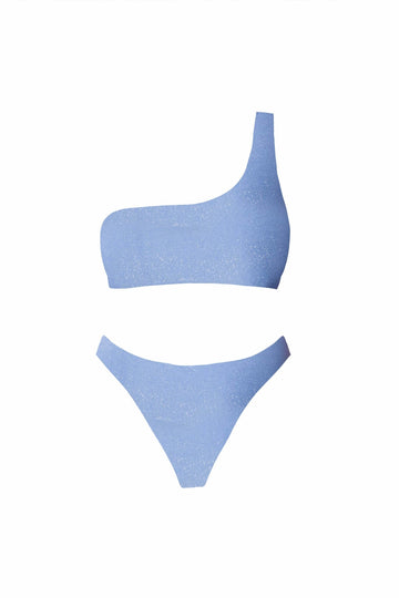 Sparkling Waves Teal Blue Sparkly Bikini Top